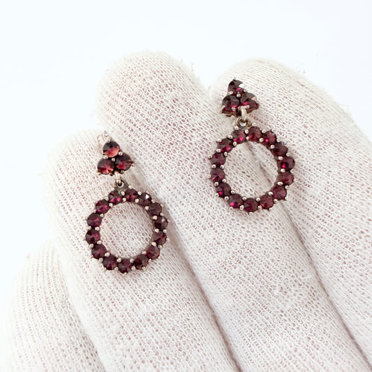 Vintage Gilt Solid Silver Garnet Earrings.