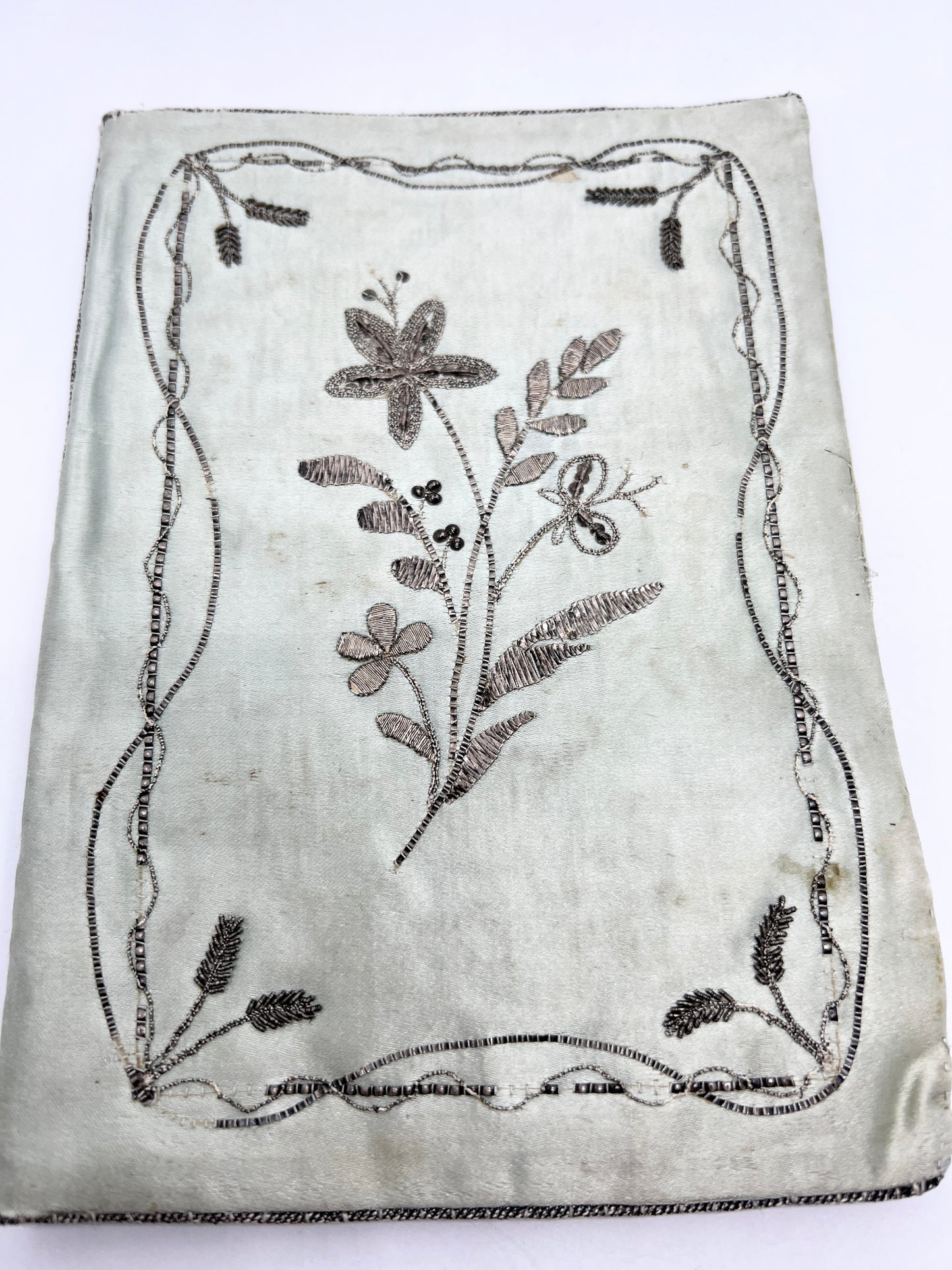 Antique late 1700s Georgian Embroidered Silk Pocketbook Wallet.