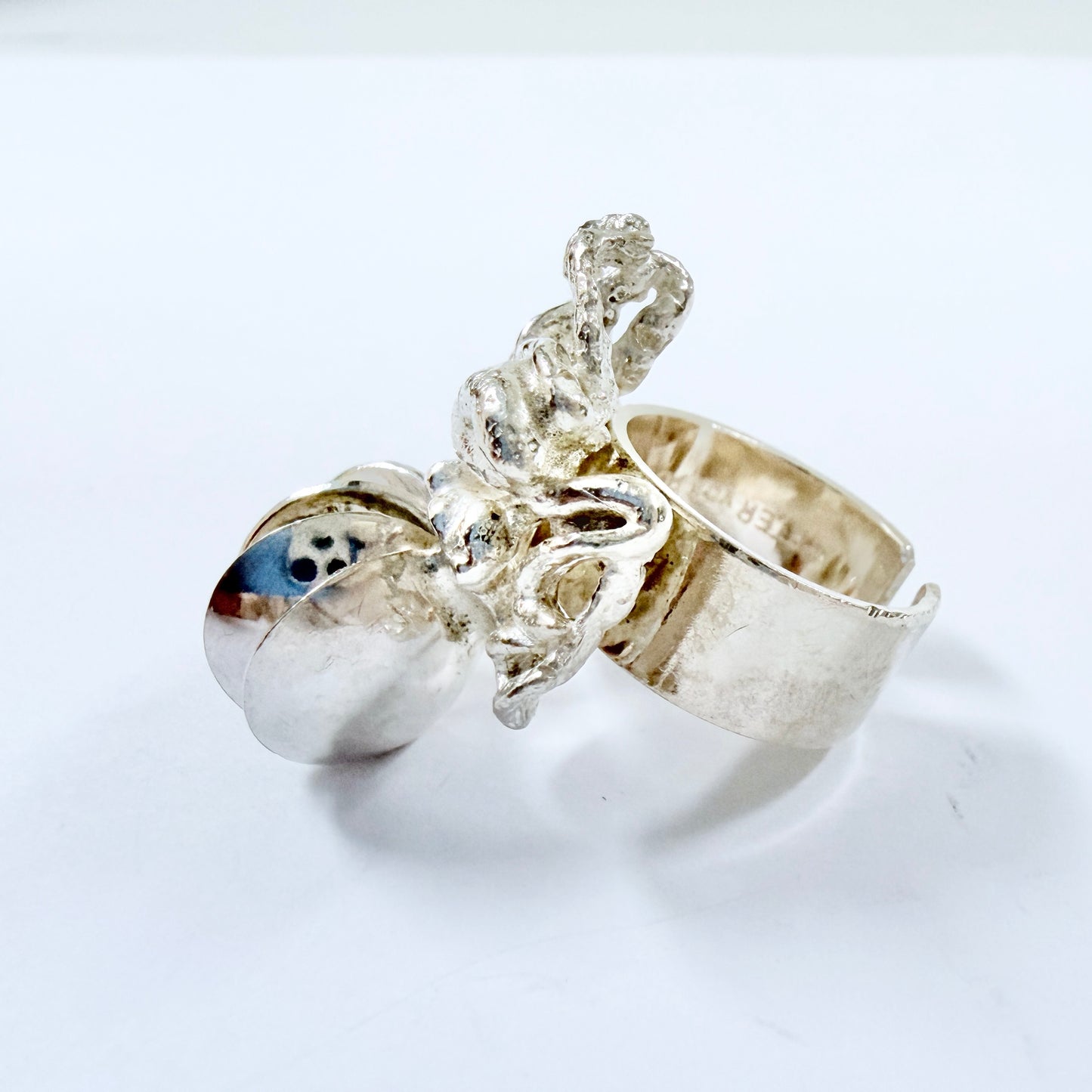 Peter von Post, Sweden 1971. Bold Vintage Modernist Sterling Silver Ring. Signed