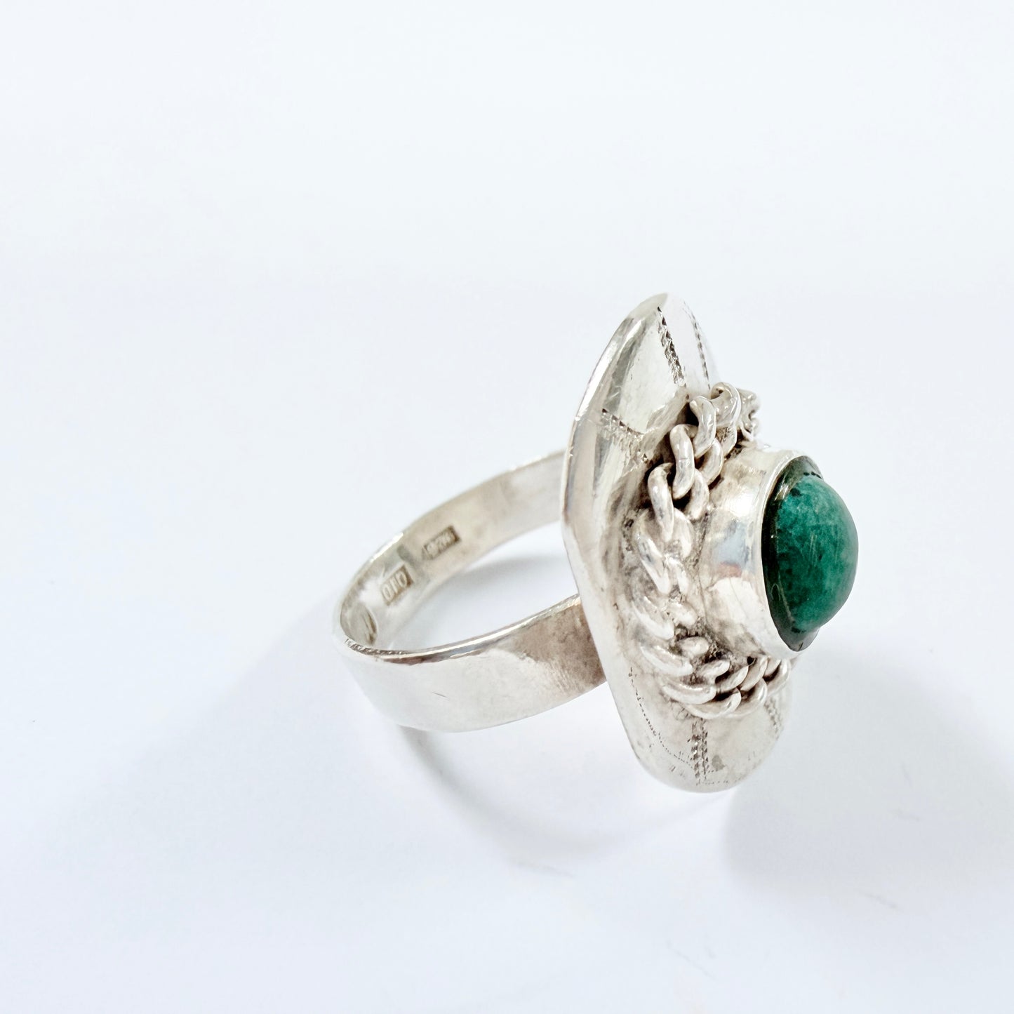 Sweden 1990. Vintage Sterling Silver Eilat Stone Ring.