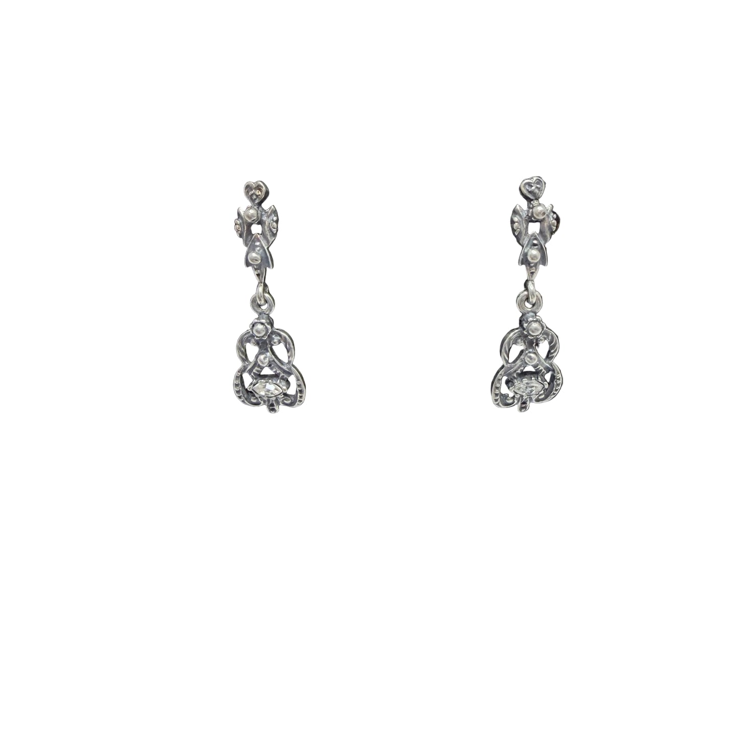 Vintage ca 1940s. Solid Silver Paste Stone Earrings.
