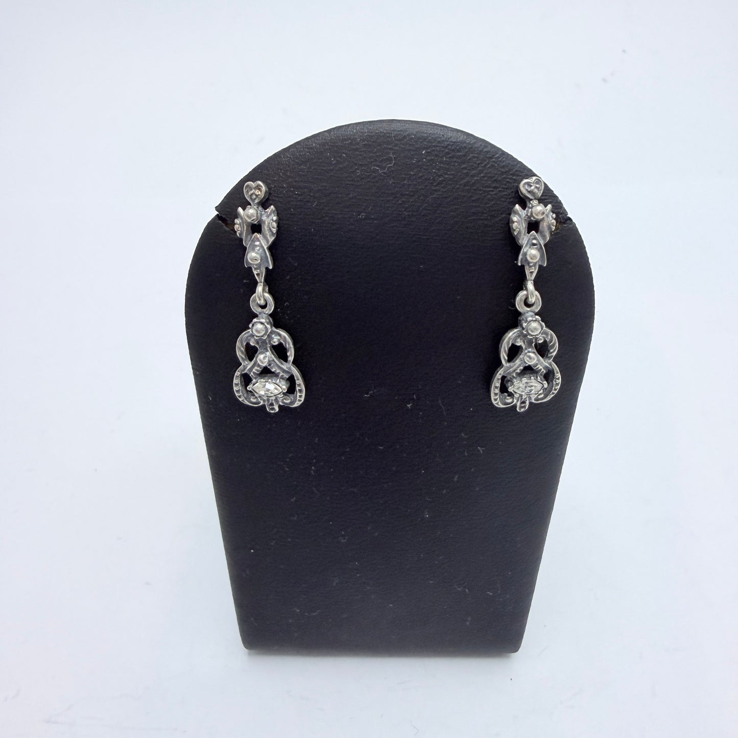 Vintage ca 1940s. Solid Silver Paste Stone Earrings.