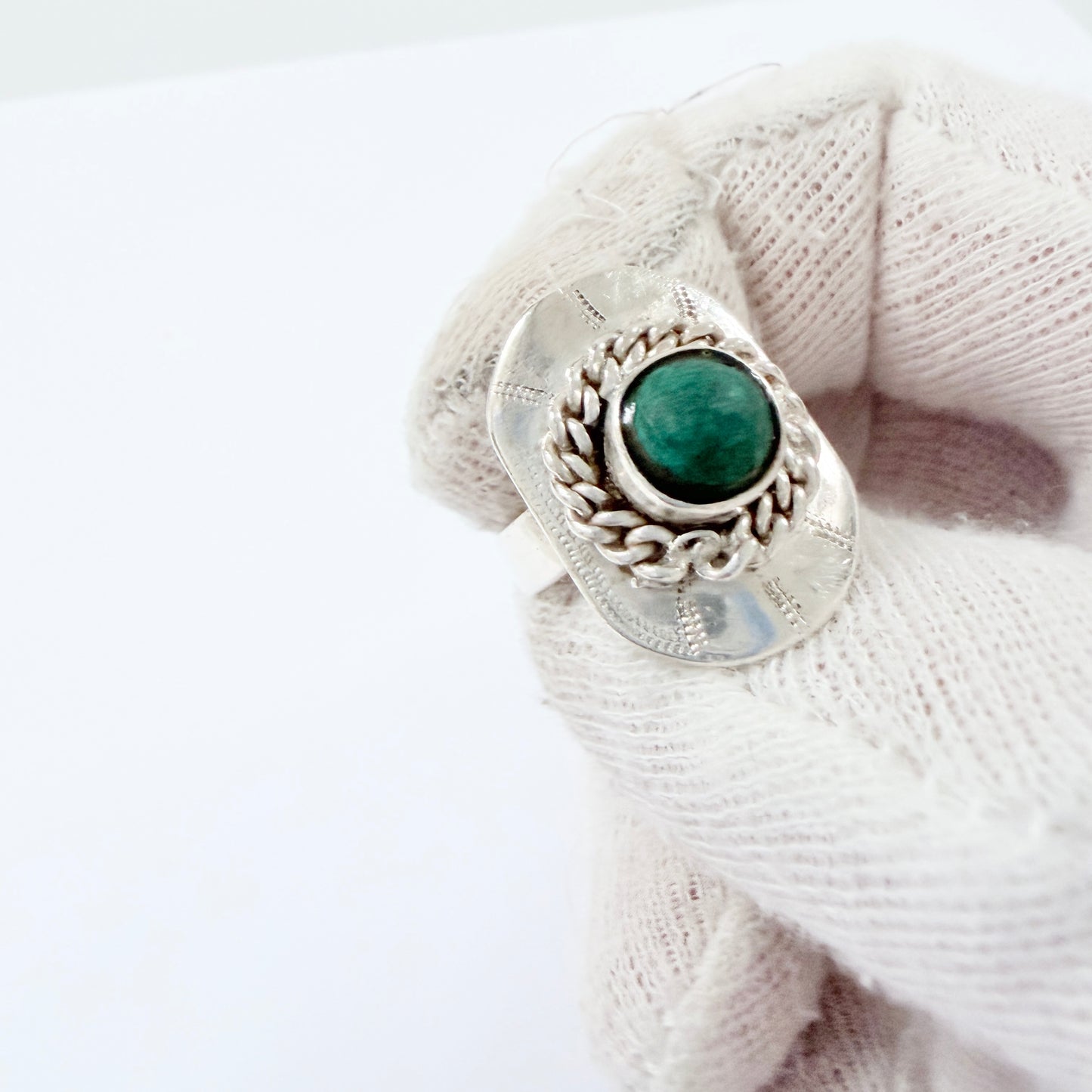 Sweden 1990. Vintage Sterling Silver Eilat Stone Ring.