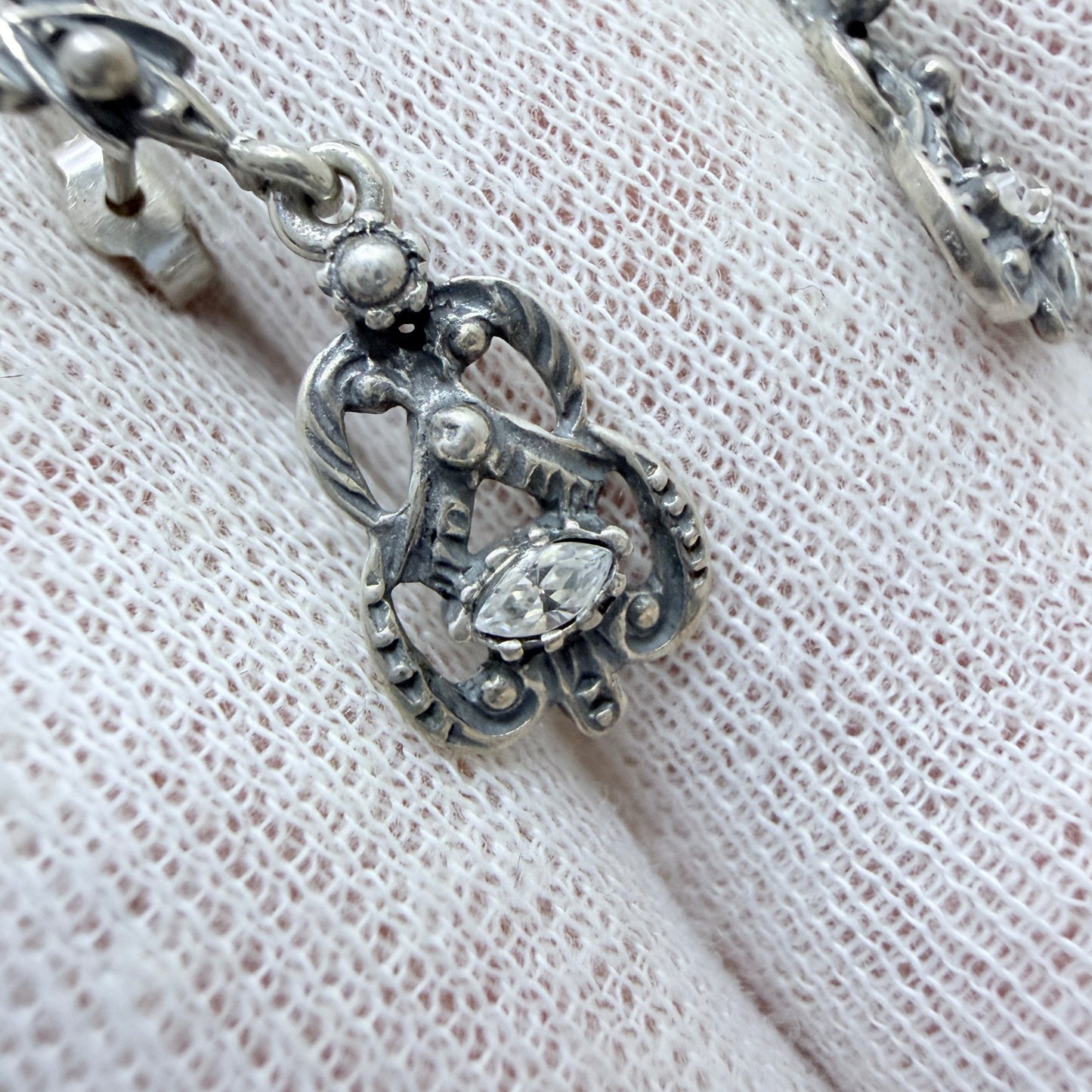 Vintage ca 1940s. Solid Silver Paste Stone Earrings.