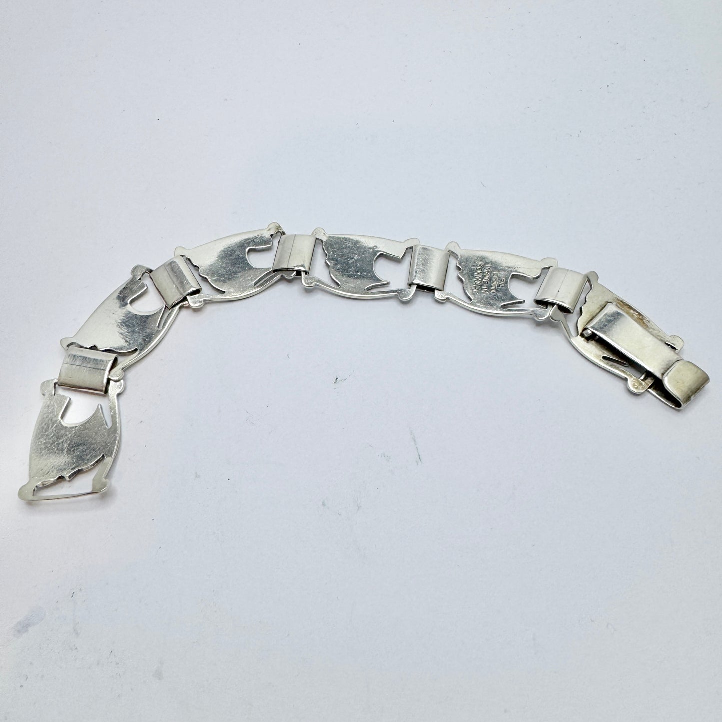 Regnar Leth, Copenhagen. Vintage Sterling Silver Viking Ship Bracelet.