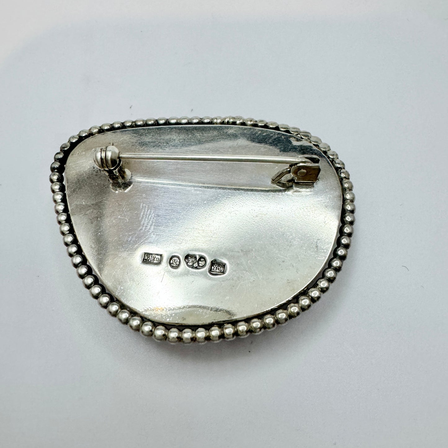 Gösta Eriksson, Sweden 1973. Vintage Solid Silver Bergslagen-stone Brooch.