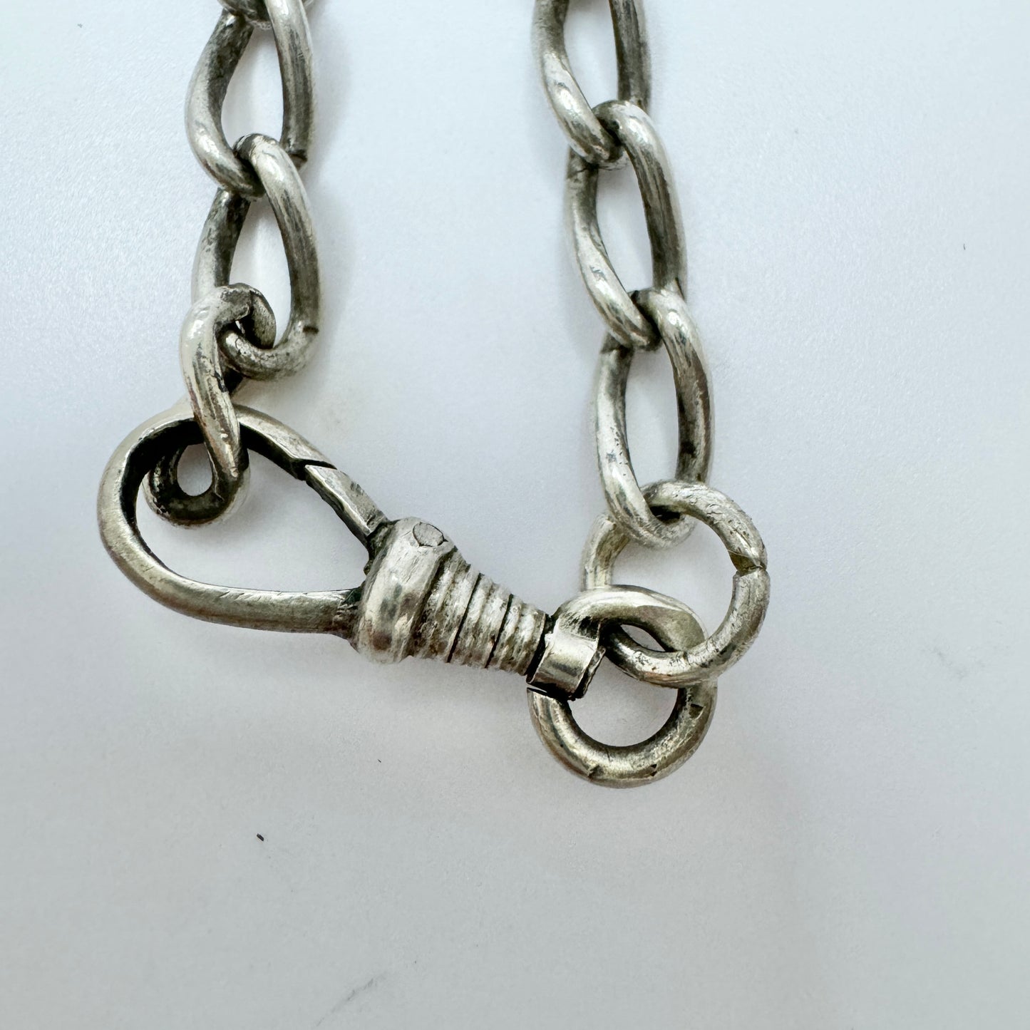 Sweden c 1900. Antique Solid Silver Watch Chain in Necklace Length.