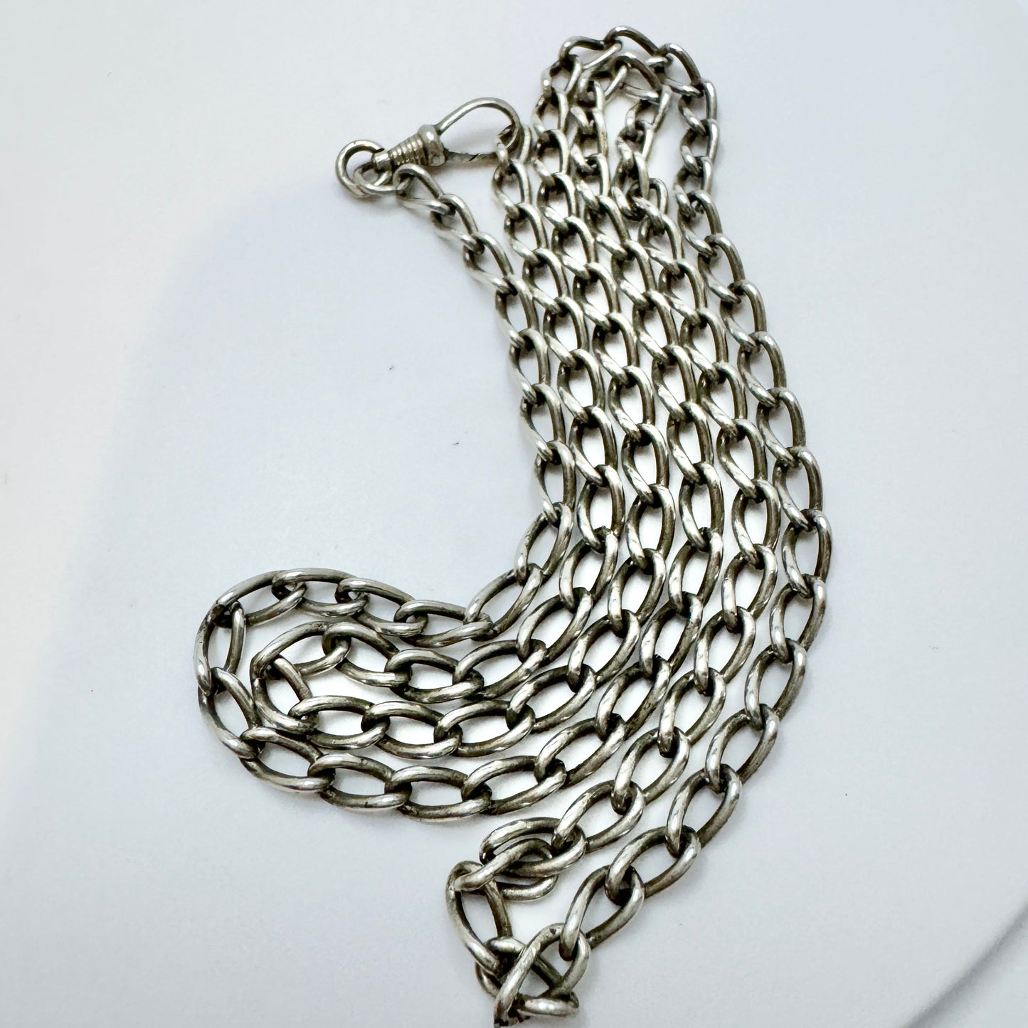 Sweden c 1900. Antique Solid Silver Watch Chain in Necklace Length.