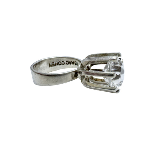 Isaac Cohen, Sweden 1964. Vintage Sterling Silver Rock Crystal Ring.