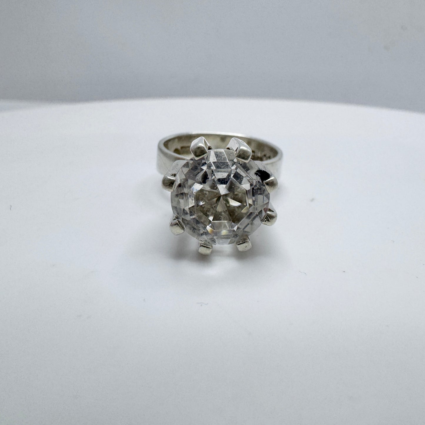 Isaac Cohen, Sweden 1964. Vintage Sterling Silver Rock Crystal Ring.
