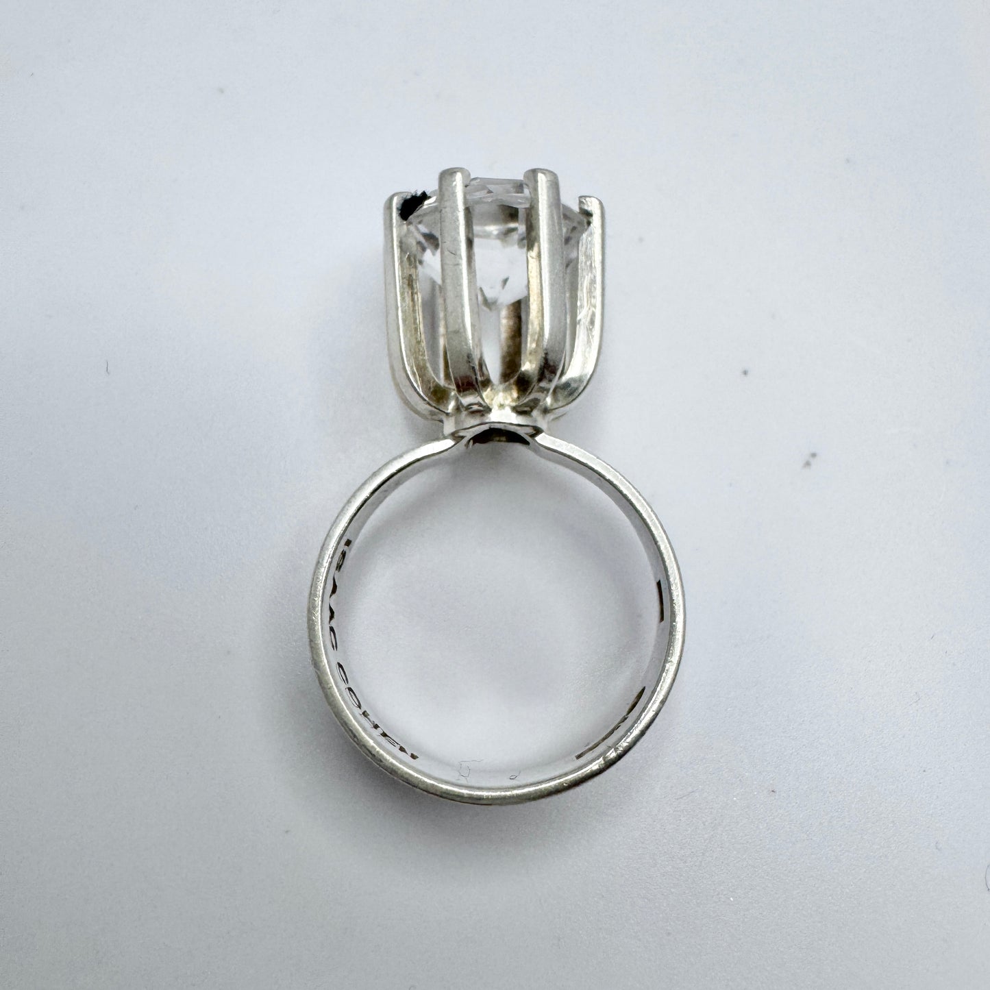 Isaac Cohen, Sweden 1964. Vintage Sterling Silver Rock Crystal Ring.