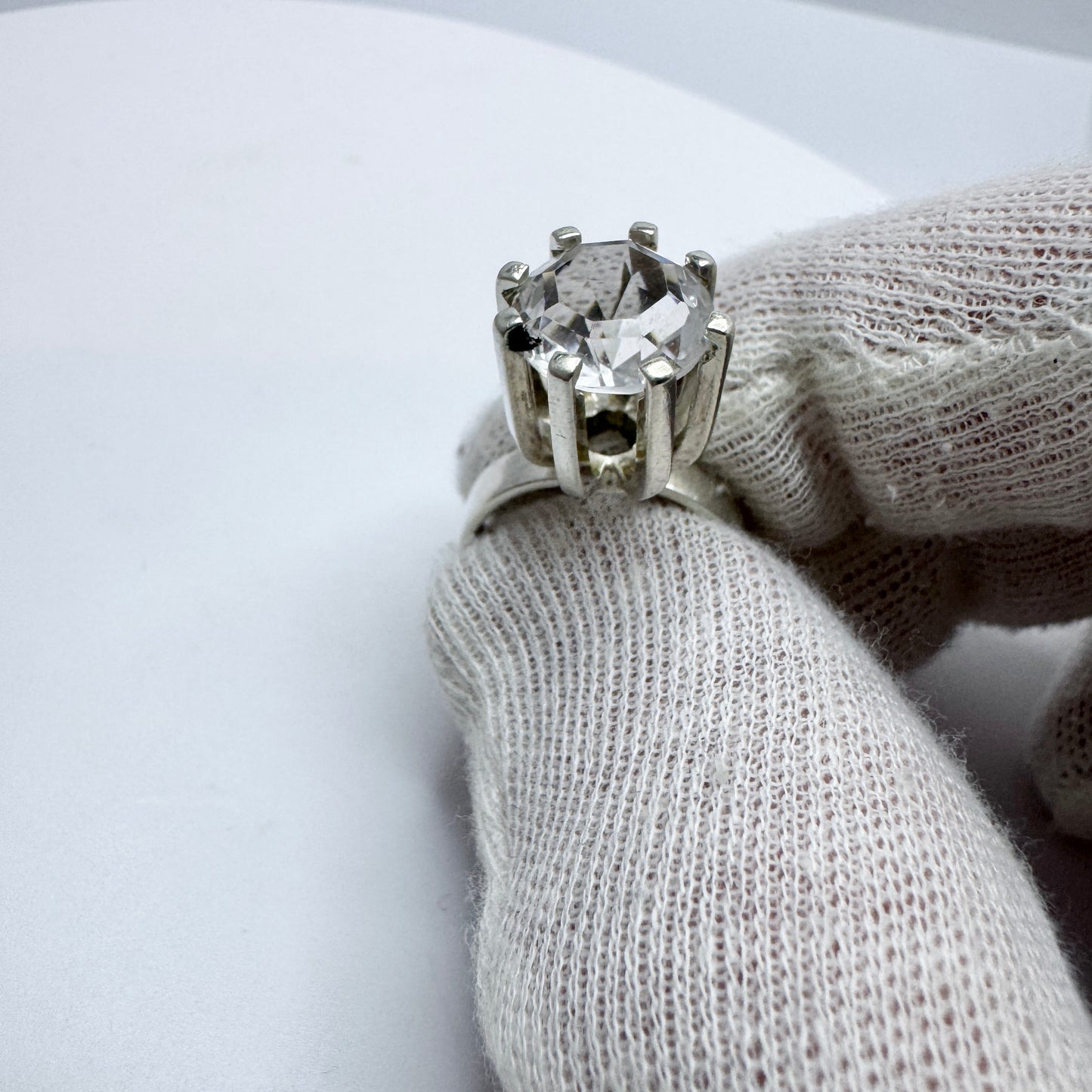 Isaac Cohen, Sweden 1964. Vintage Sterling Silver Rock Crystal Ring.