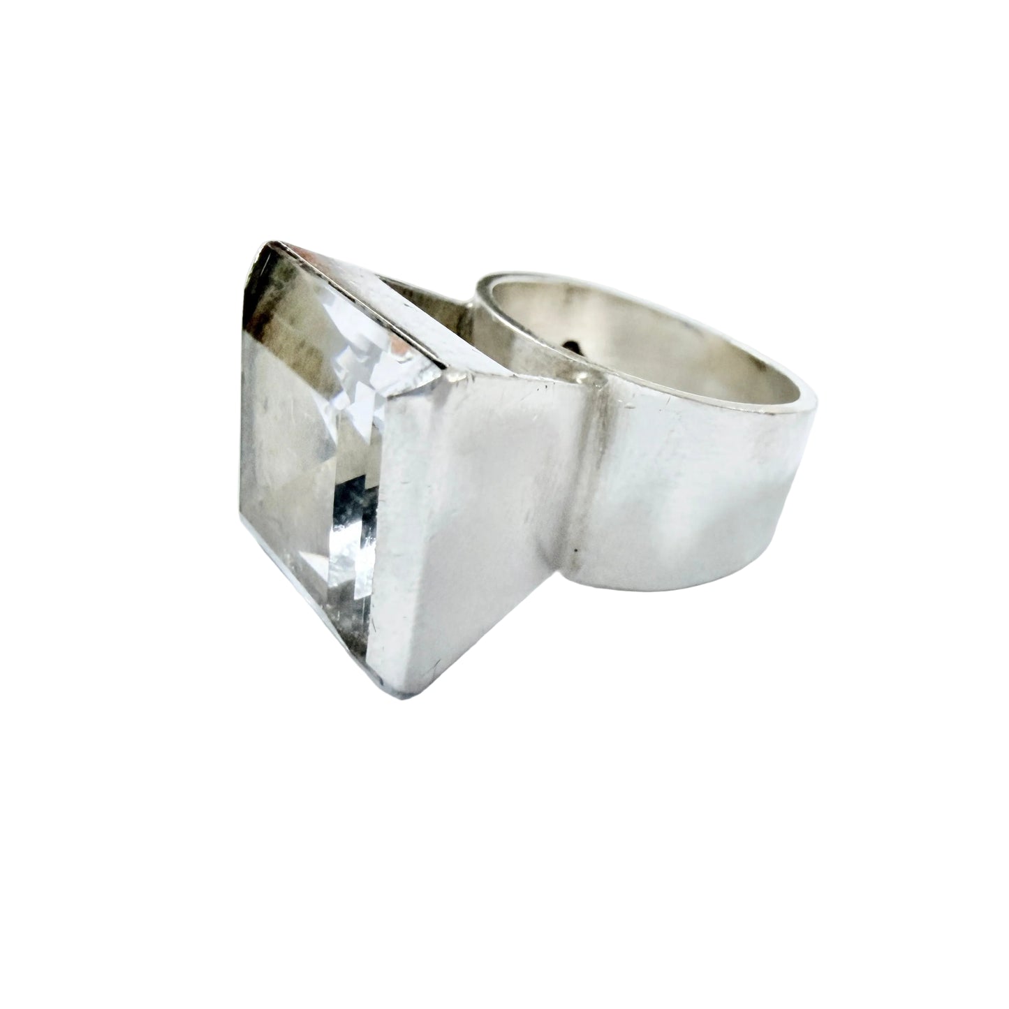 G Dahlgren, Sweden 1969. Bold Vintage Sterling Silver Rock Crystal Ring.
