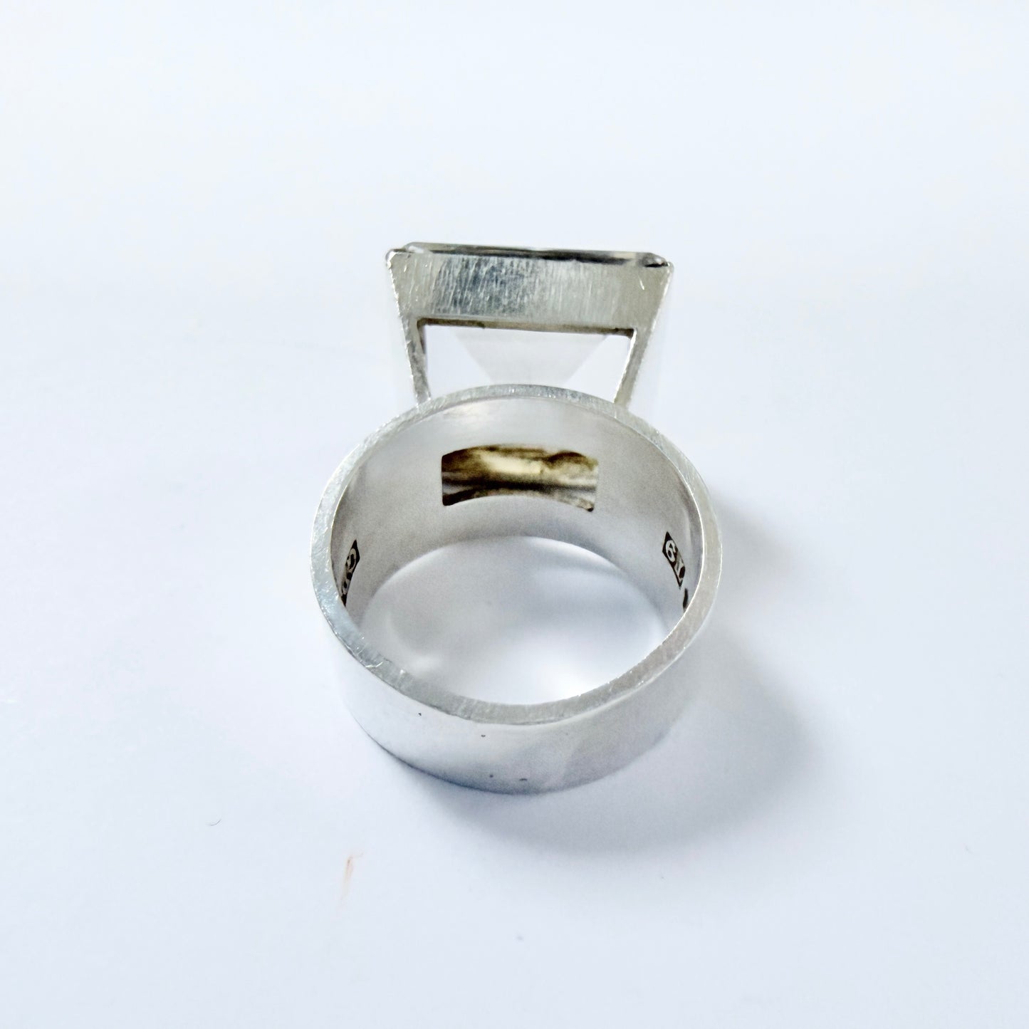 G Dahlgren, Sweden 1969. Bold Vintage Sterling Silver Rock Crystal Ring.