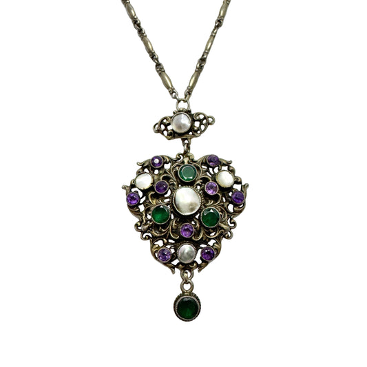 Martin Mayer, Germany ca 1920. Antique Solid Silver Pendant Necklace.