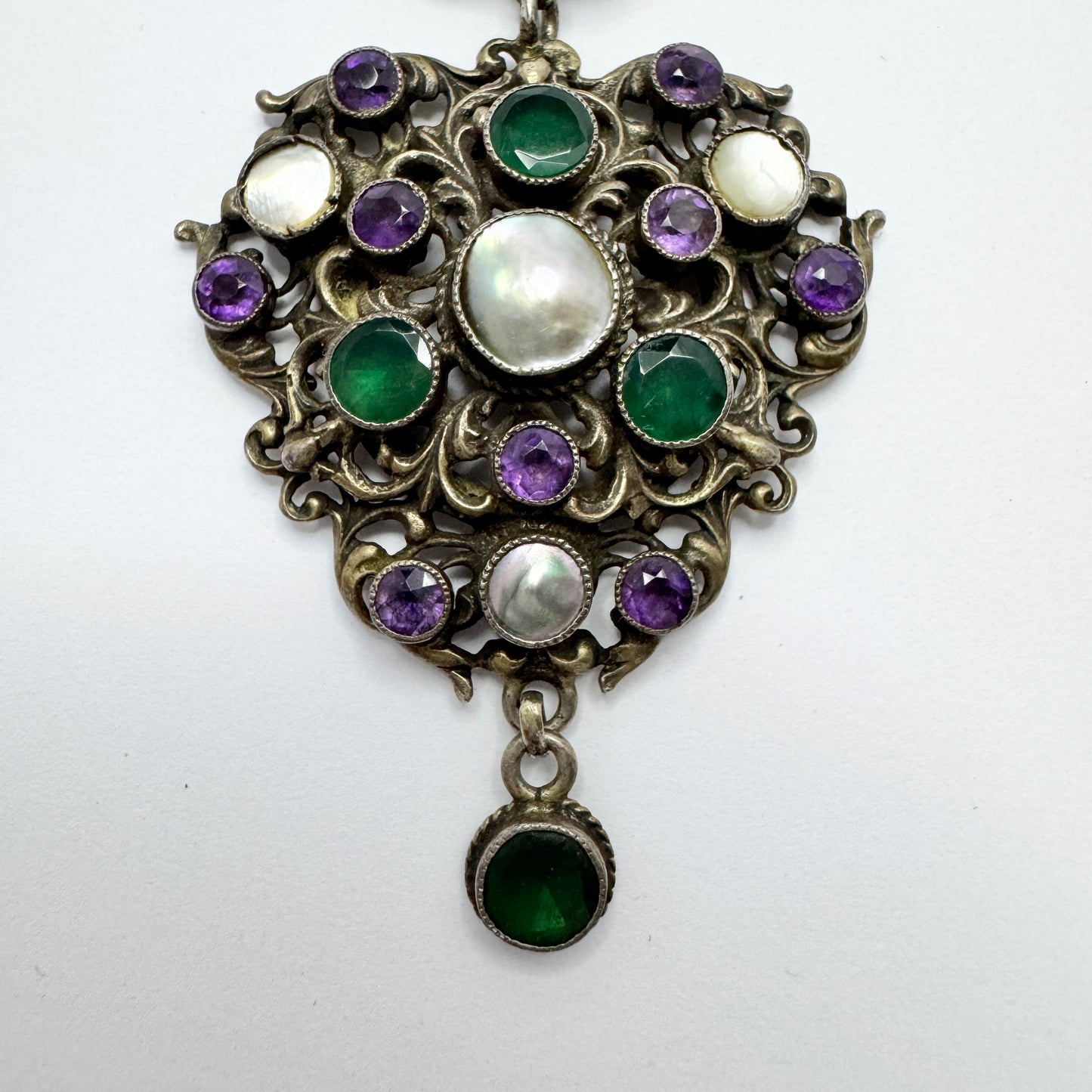 Martin Mayer, Germany ca 1920. Antique Solid Silver Pendant Necklace.
