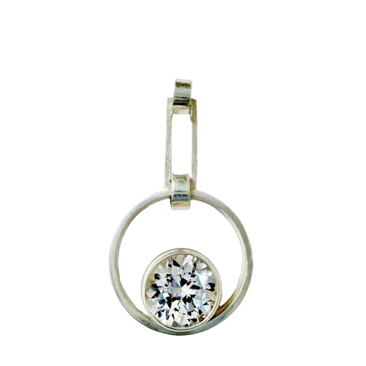 Salovaara, Finland 1970s. Vintage Sterling Silver Rock Crystal Pendant.