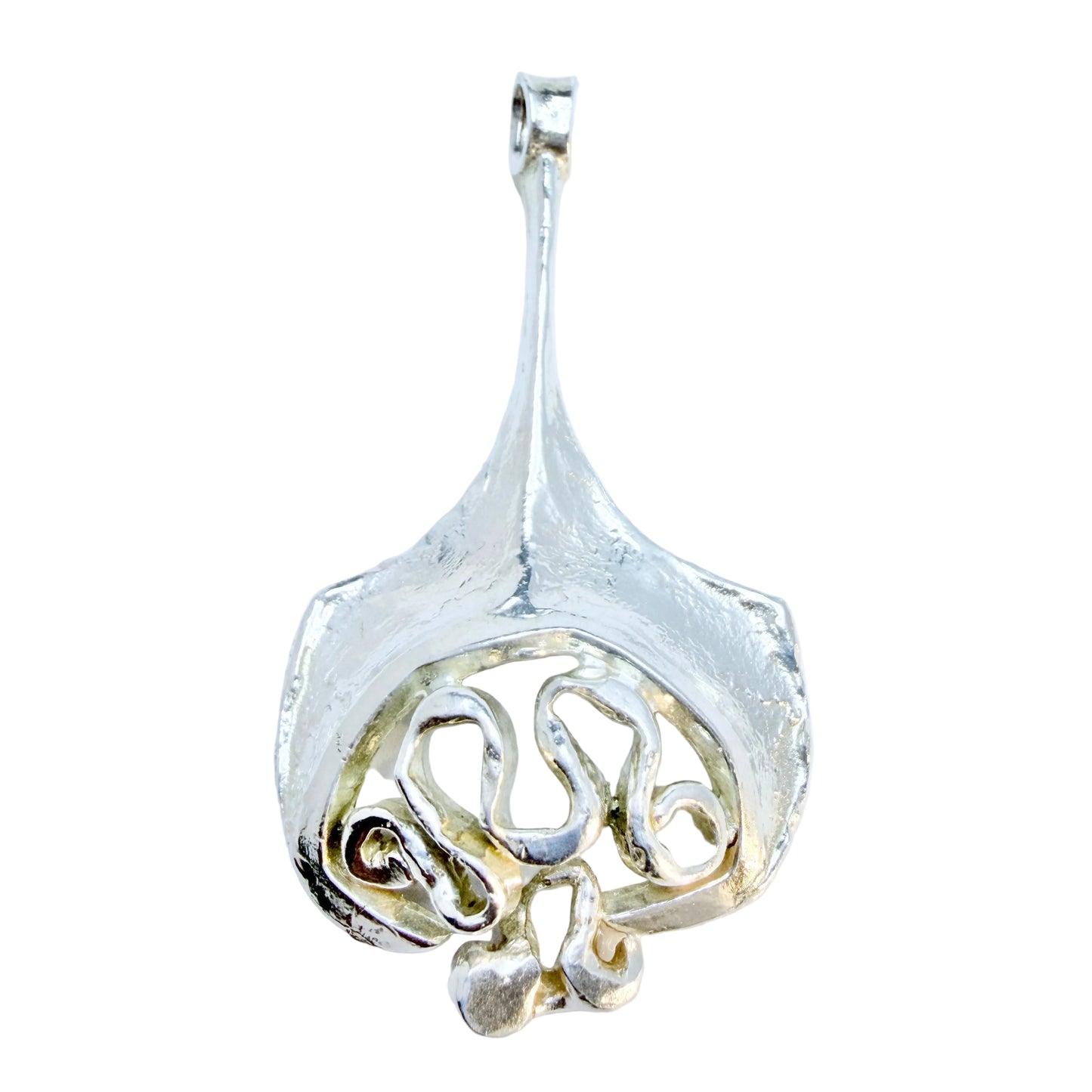 Robbert, for Nordisk Kokusai Sweden 1975. Large Vintage Sterling Silver Pendant. Signed.