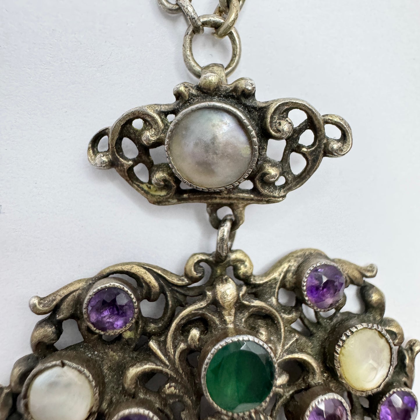 Martin Mayer, Germany ca 1920. Antique Solid Silver Pendant Necklace.