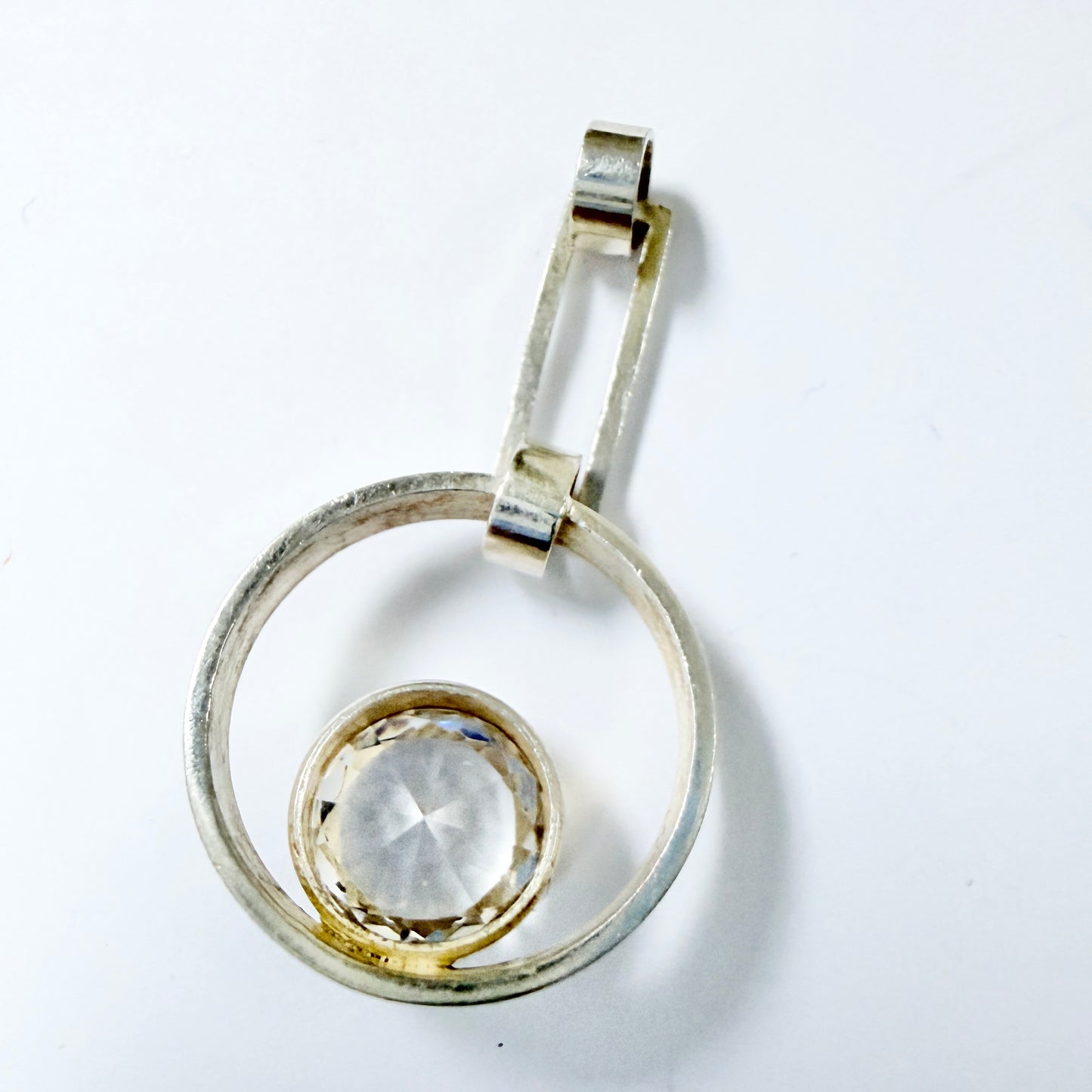 Salovaara, Finland 1970s. Vintage Sterling Silver Rock Crystal Pendant.