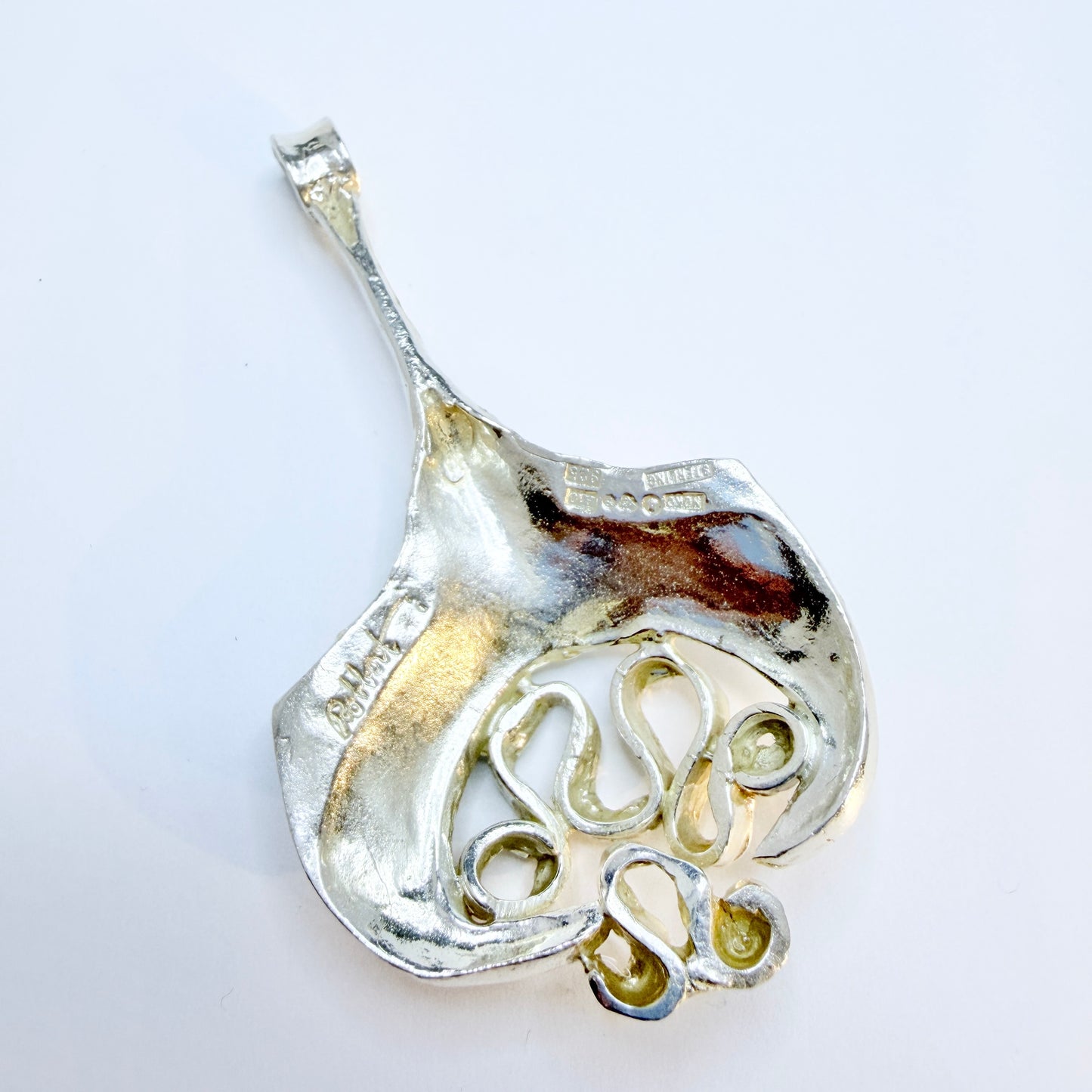 Robbert, for Nordisk Kokusai Sweden 1975. Large Vintage Sterling Silver Pendant. Signed.