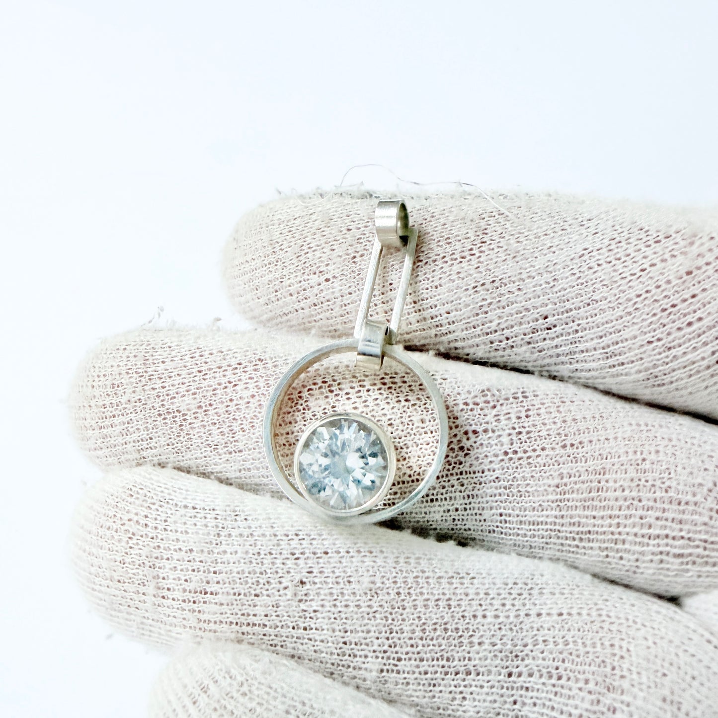 Salovaara, Finland 1970s. Vintage Sterling Silver Rock Crystal Pendant.