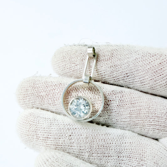 Salovaara, Finland 1970s. Vintage Sterling Silver Rock Crystal Pendant.