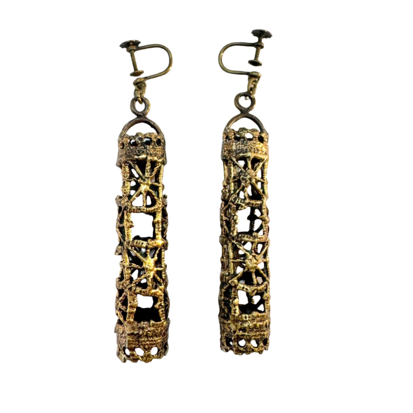 Pentti Sarpaneva, Finland 1970s. Large Vintage Bronze Earrings.