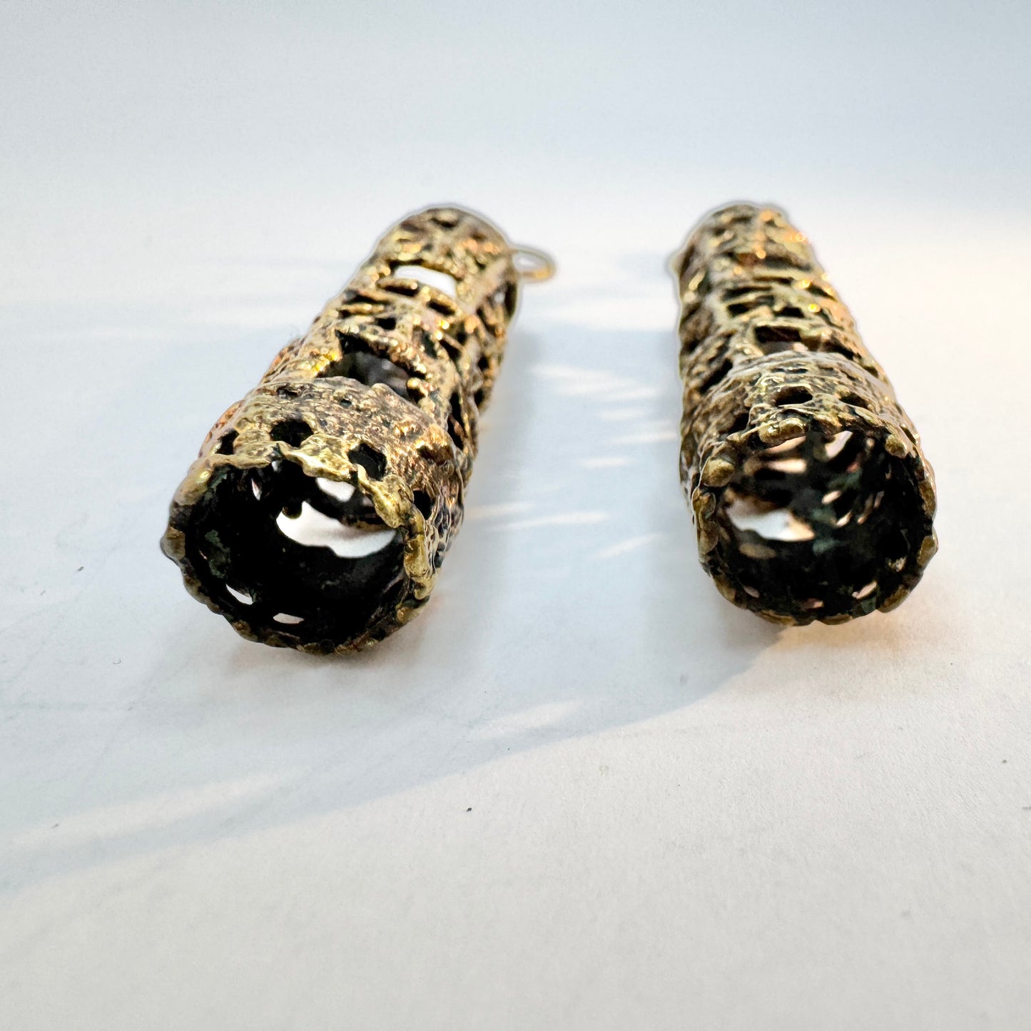 Pentti Sarpaneva, Finland 1970s. Large Vintage Bronze Earrings.