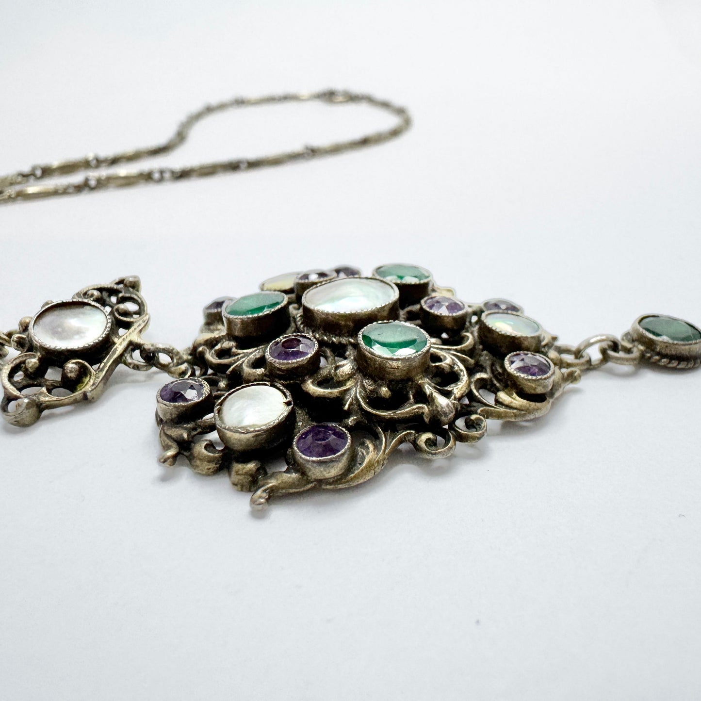 Martin Mayer, Germany ca 1920. Antique Solid Silver Pendant Necklace.