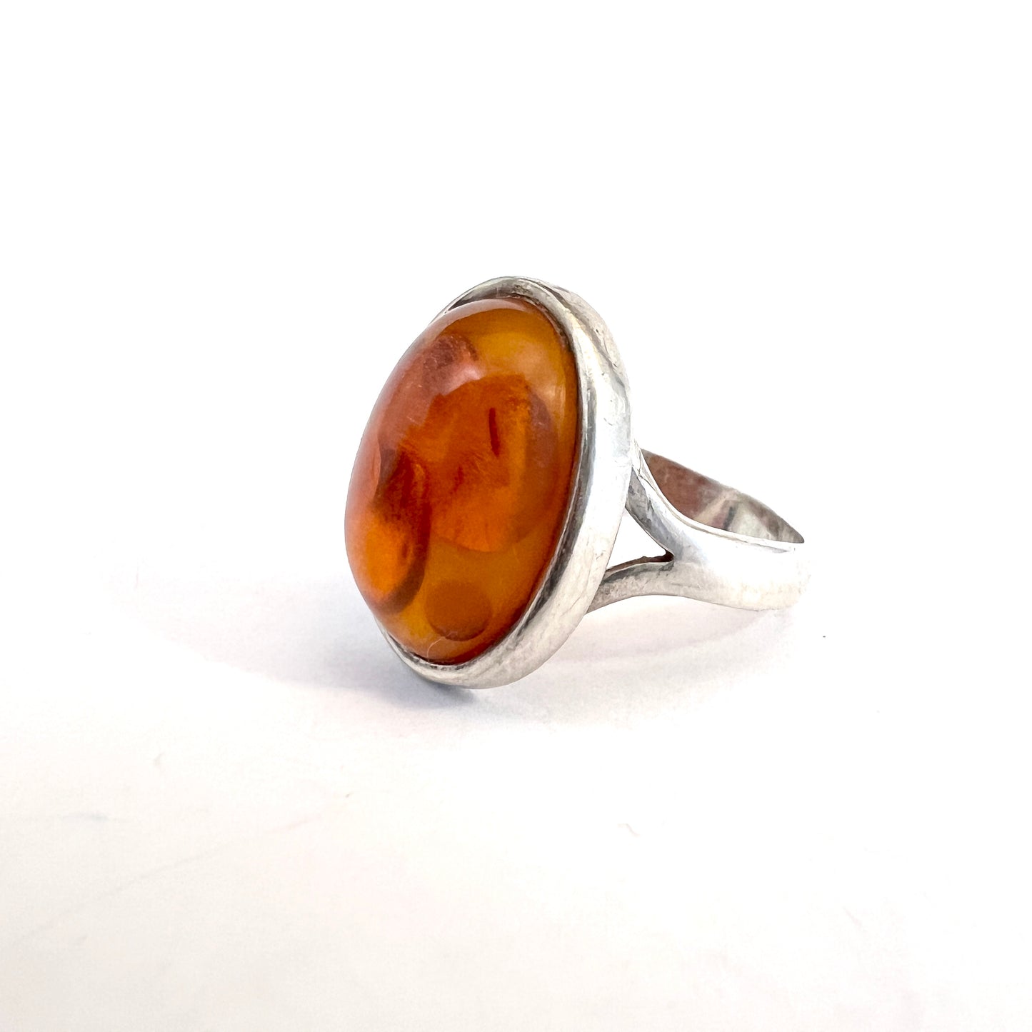 Herman Siersbøl Denmark c 1960s. Solid Silver Amber Ring.