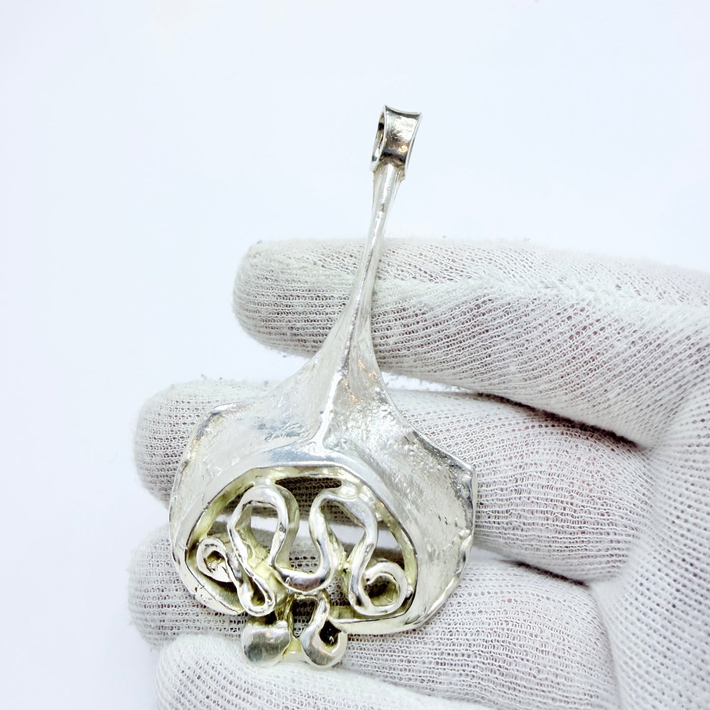 Robbert, for Nordisk Kokusai Sweden 1975. Large Vintage Sterling Silver Pendant. Signed.