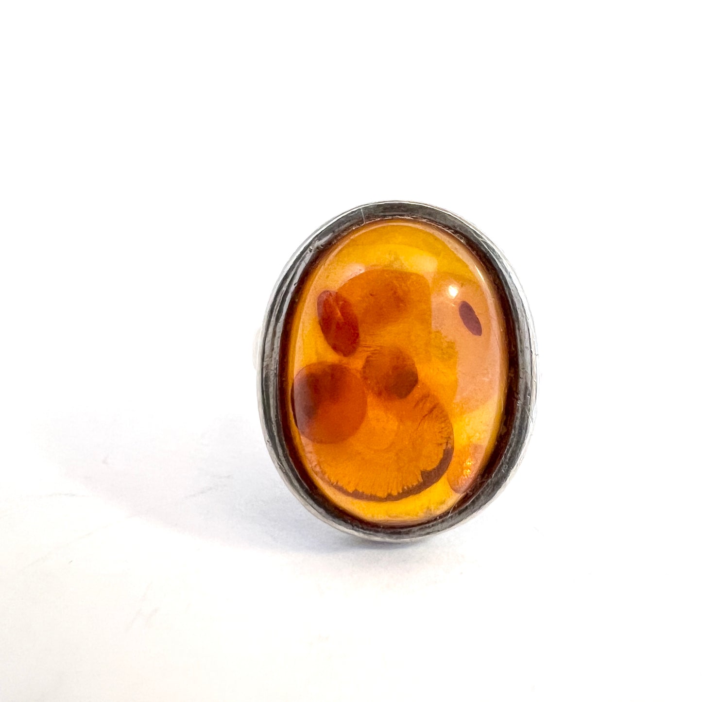 Herman Siersbøl Denmark c 1960s. Solid Silver Amber Ring.