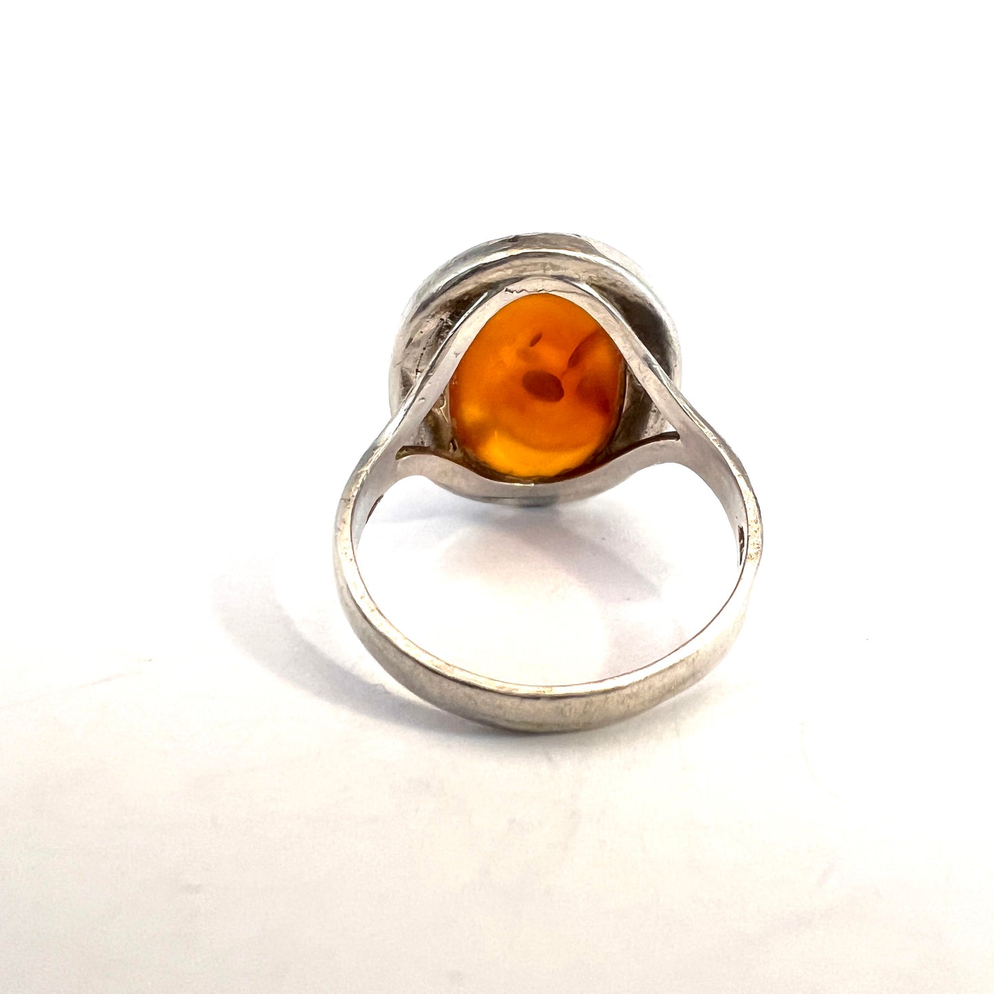 Herman Siersbøl Denmark c 1960s. Solid Silver Amber Ring.