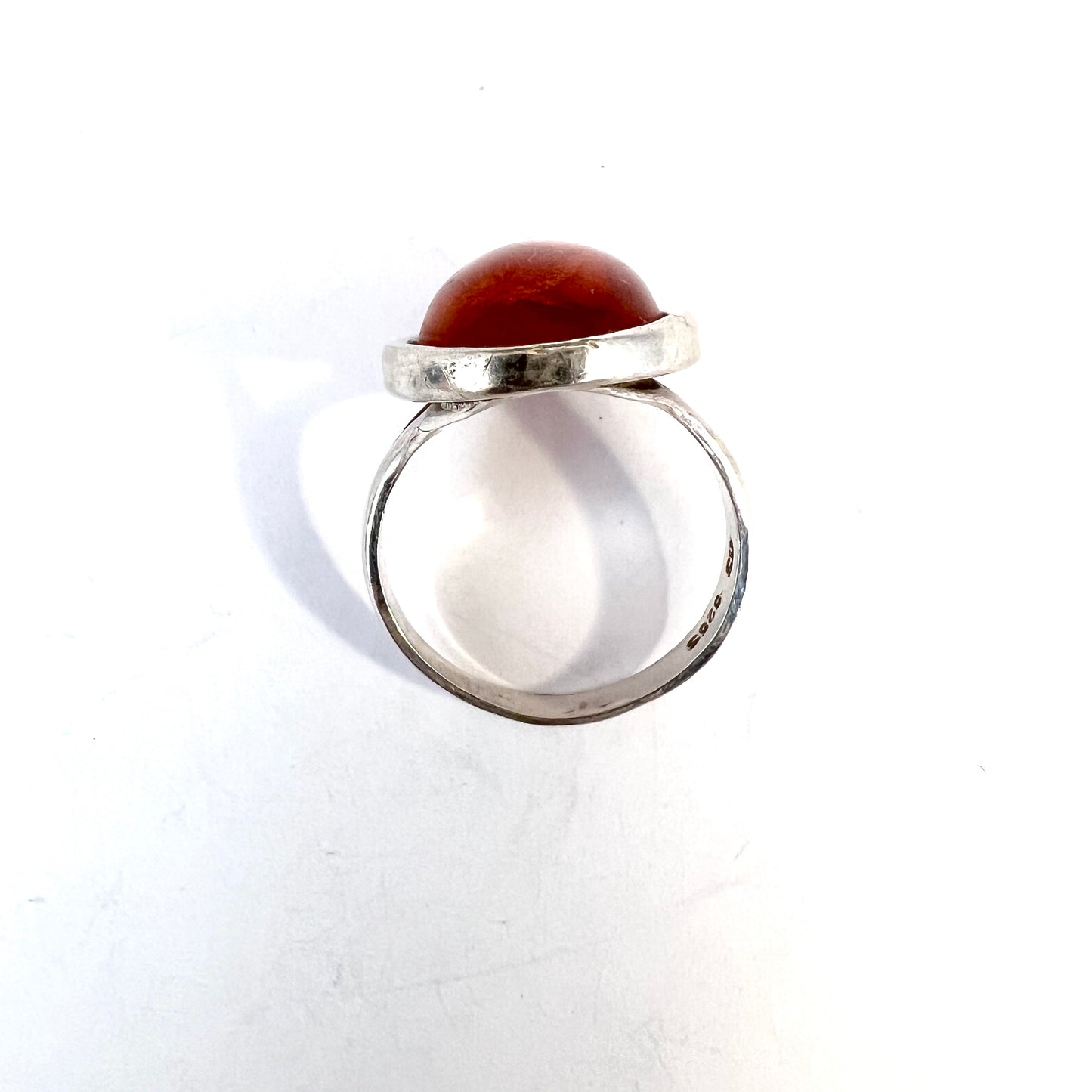 Herman Siersbøl Denmark c 1960s. Solid Silver Amber Ring.