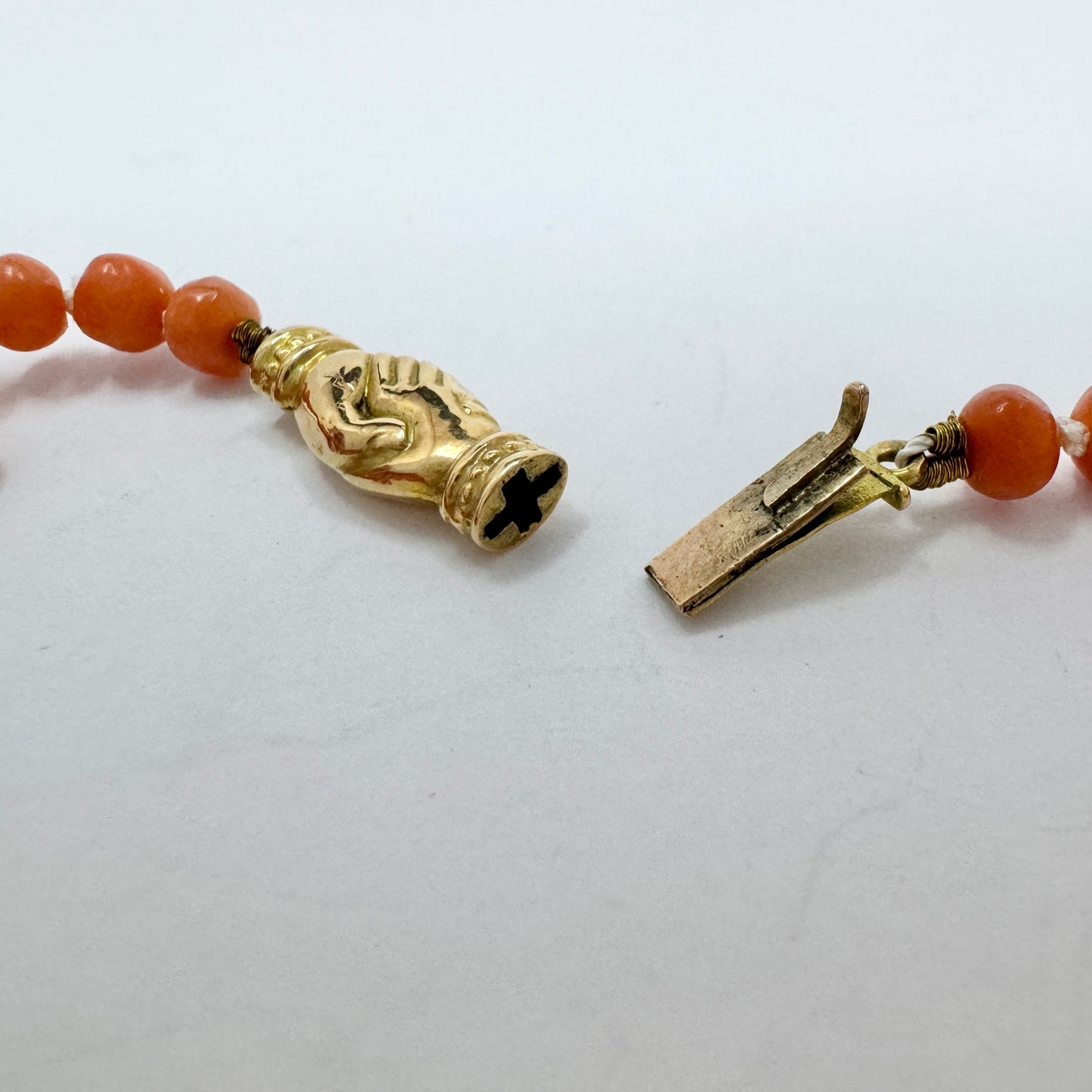 Sweden. Antique Victorian 18k Gold Coral Necklace.