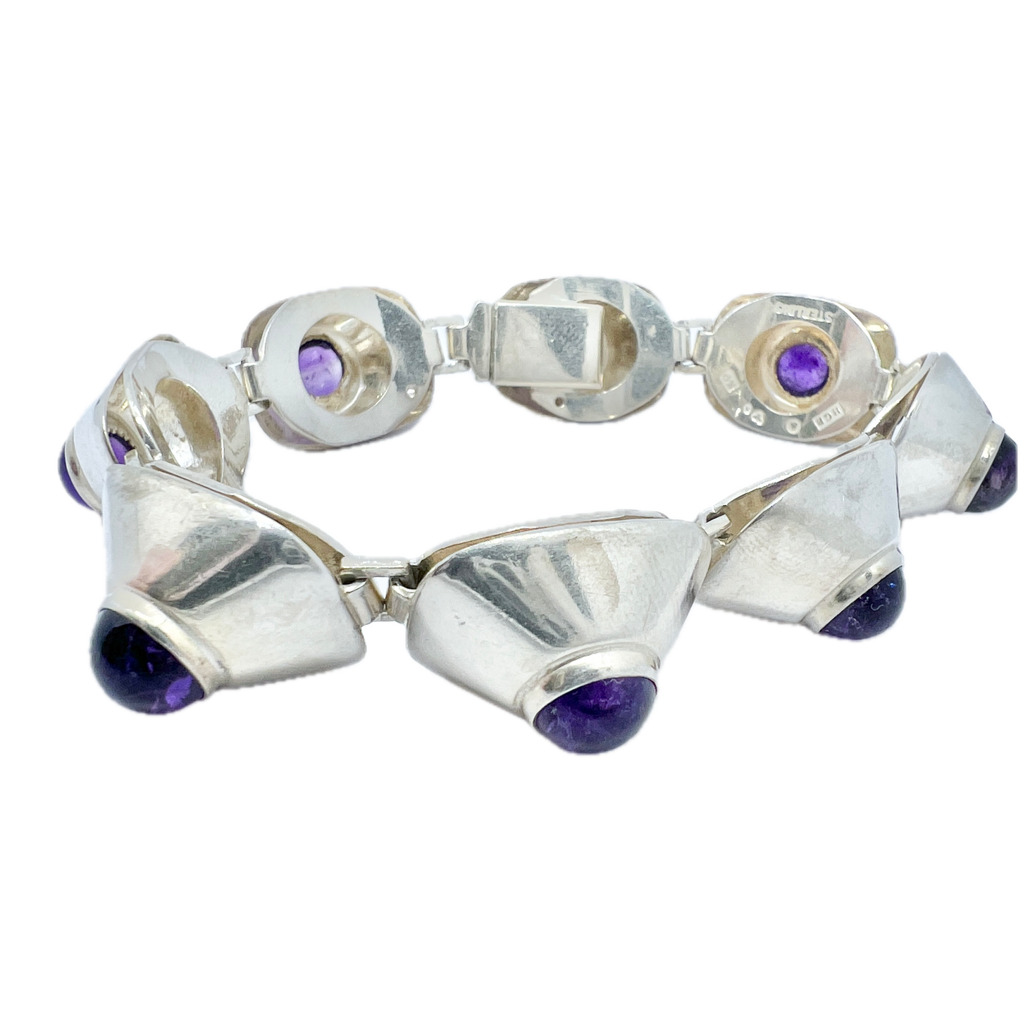 Hedbergs Stockholm 1960. Vintage Mid-century modern Sterling Silver Amethyst Bracelet.