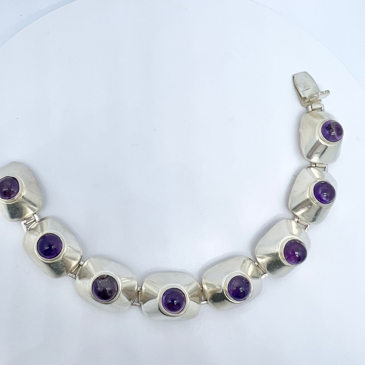 Hedbergs Stockholm 1960. Vintage Mid-century modern Sterling Silver Amethyst Bracelet.