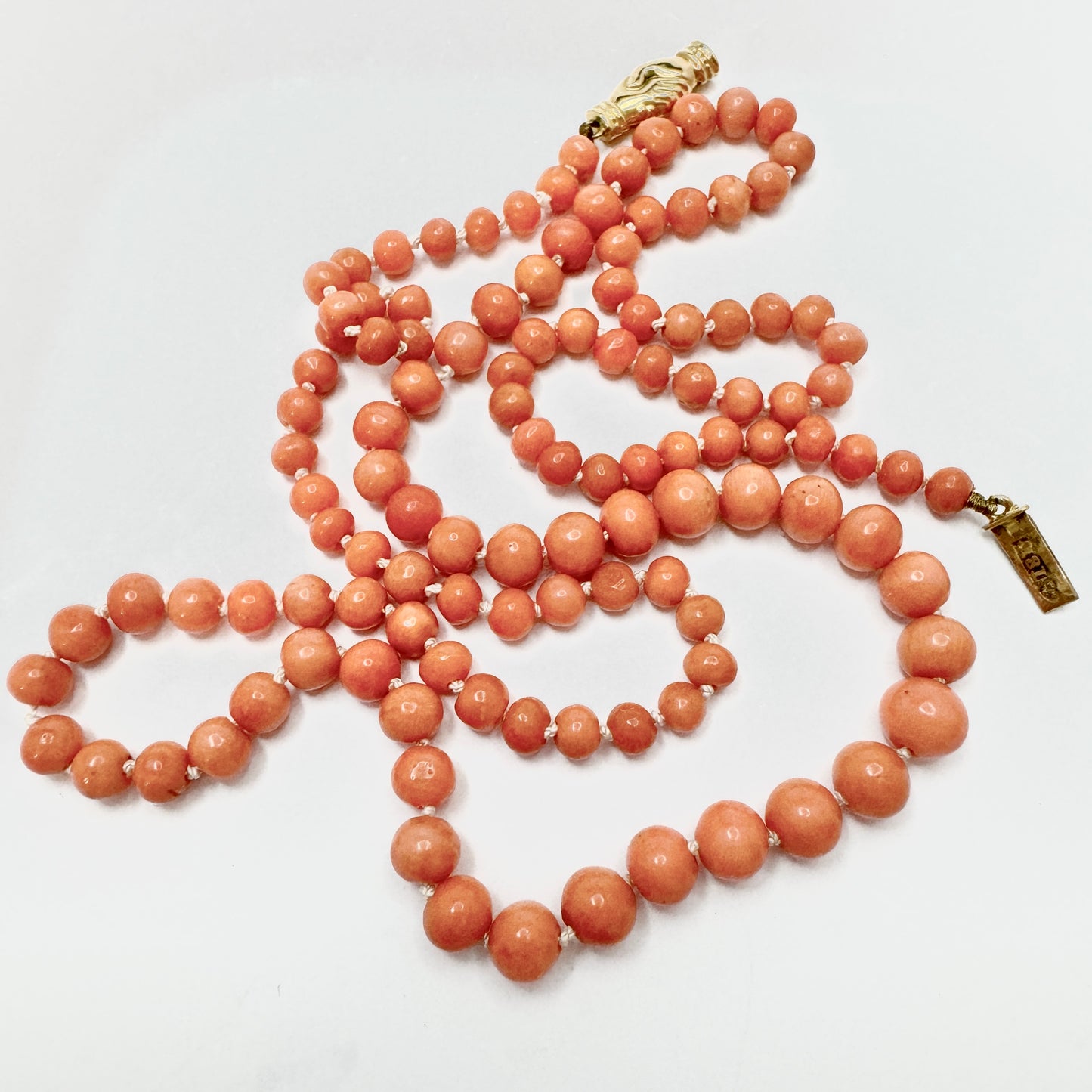 Sweden. Antique Victorian 18k Gold Coral Necklace.