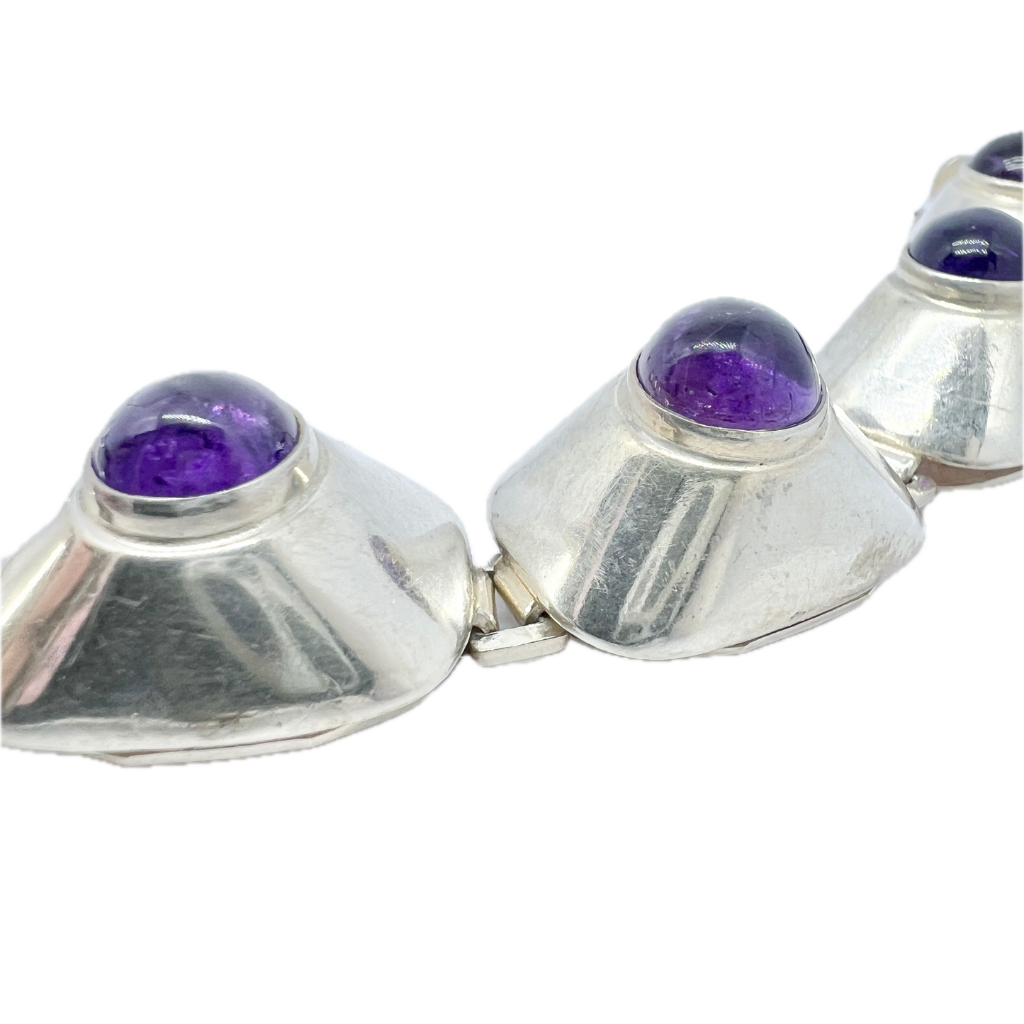 Hedbergs Stockholm 1960. Vintage Mid-century modern Sterling Silver Amethyst Bracelet.