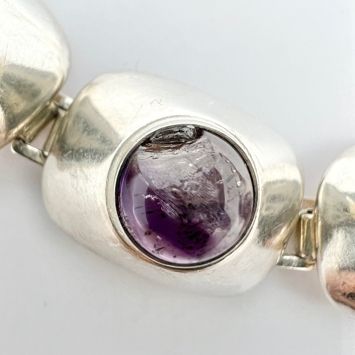 Hedbergs Stockholm 1960. Vintage Mid-century modern Sterling Silver Amethyst Bracelet.