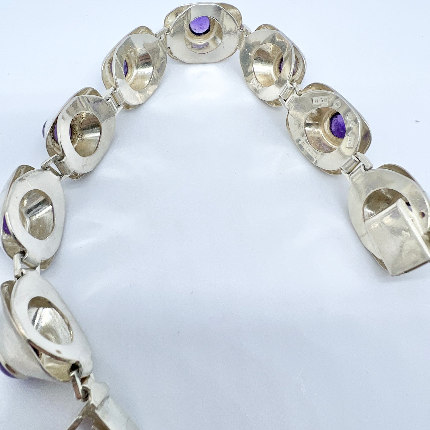 Hedbergs Stockholm 1960. Vintage Mid-century modern Sterling Silver Amethyst Bracelet.