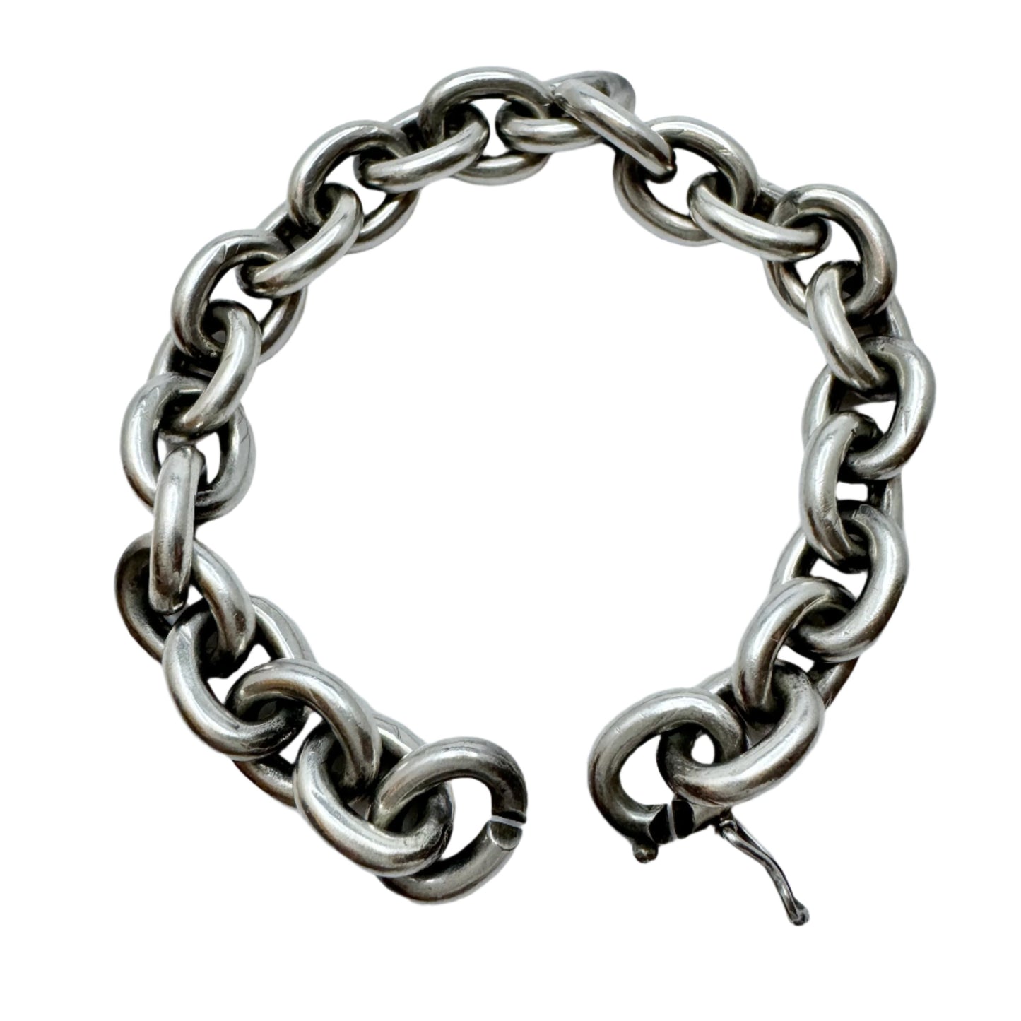 Vintage Chunky Solid Sterling Silver Chain Bracelet.