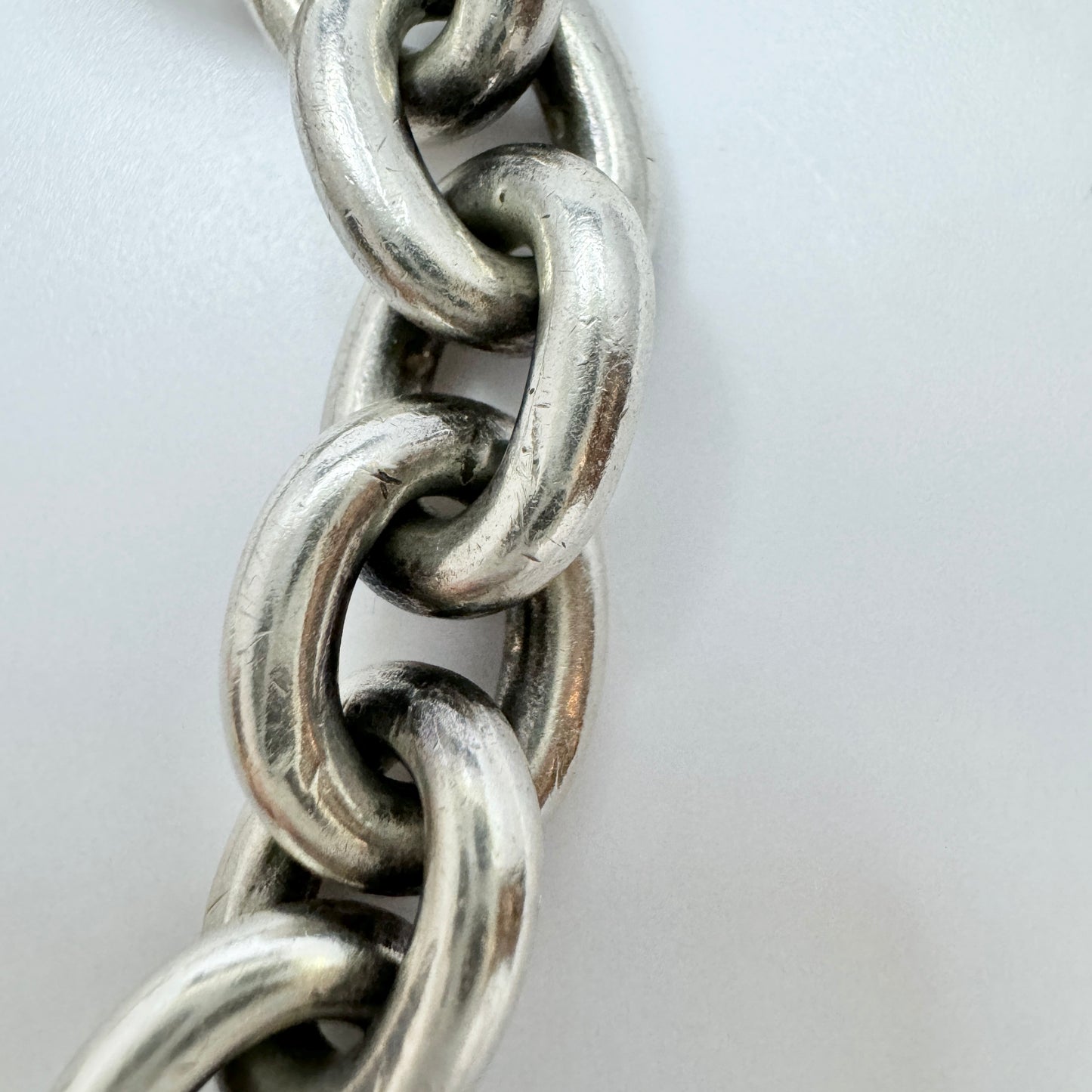 Vintage Chunky Solid Sterling Silver Chain Bracelet.