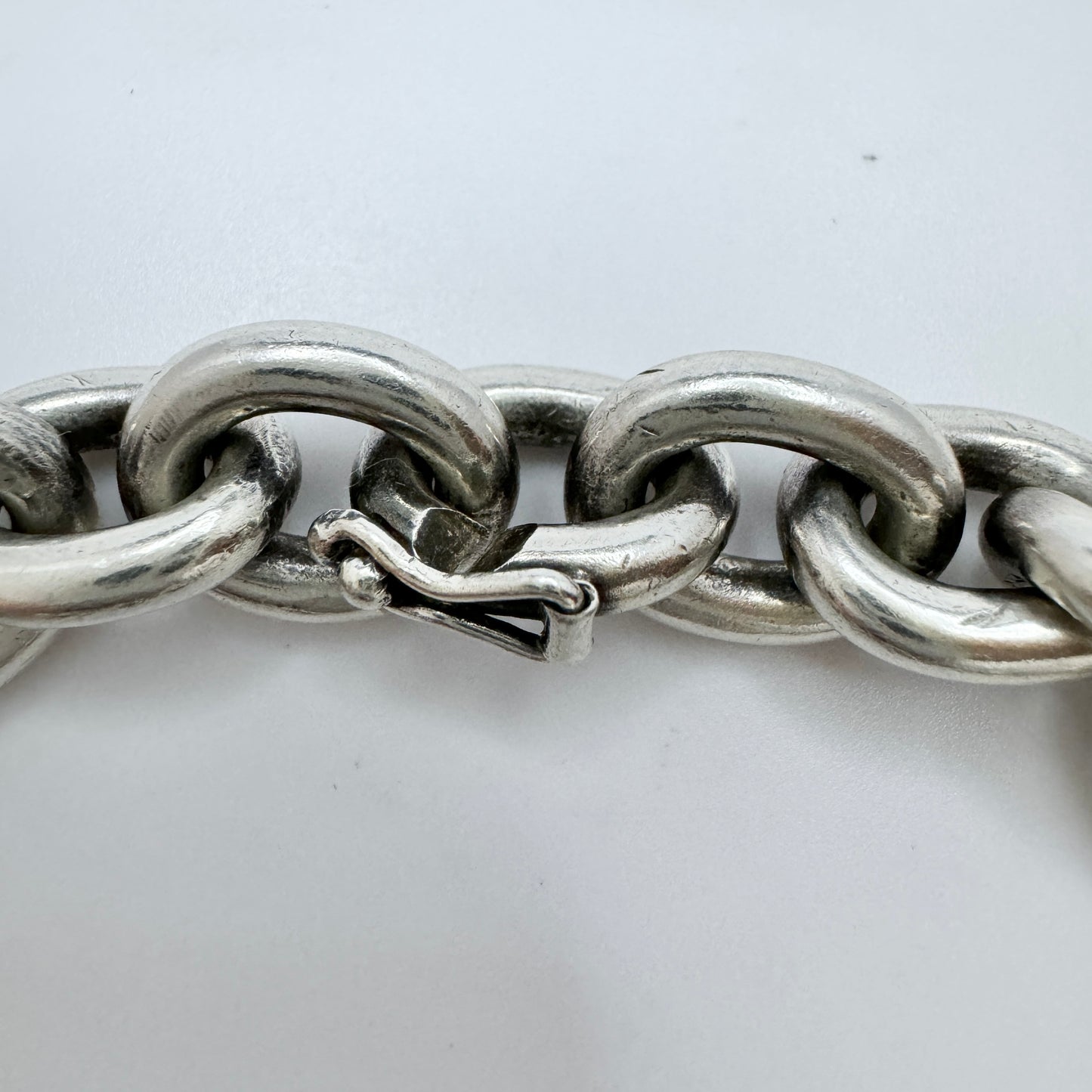 Vintage Chunky Solid Sterling Silver Chain Bracelet.