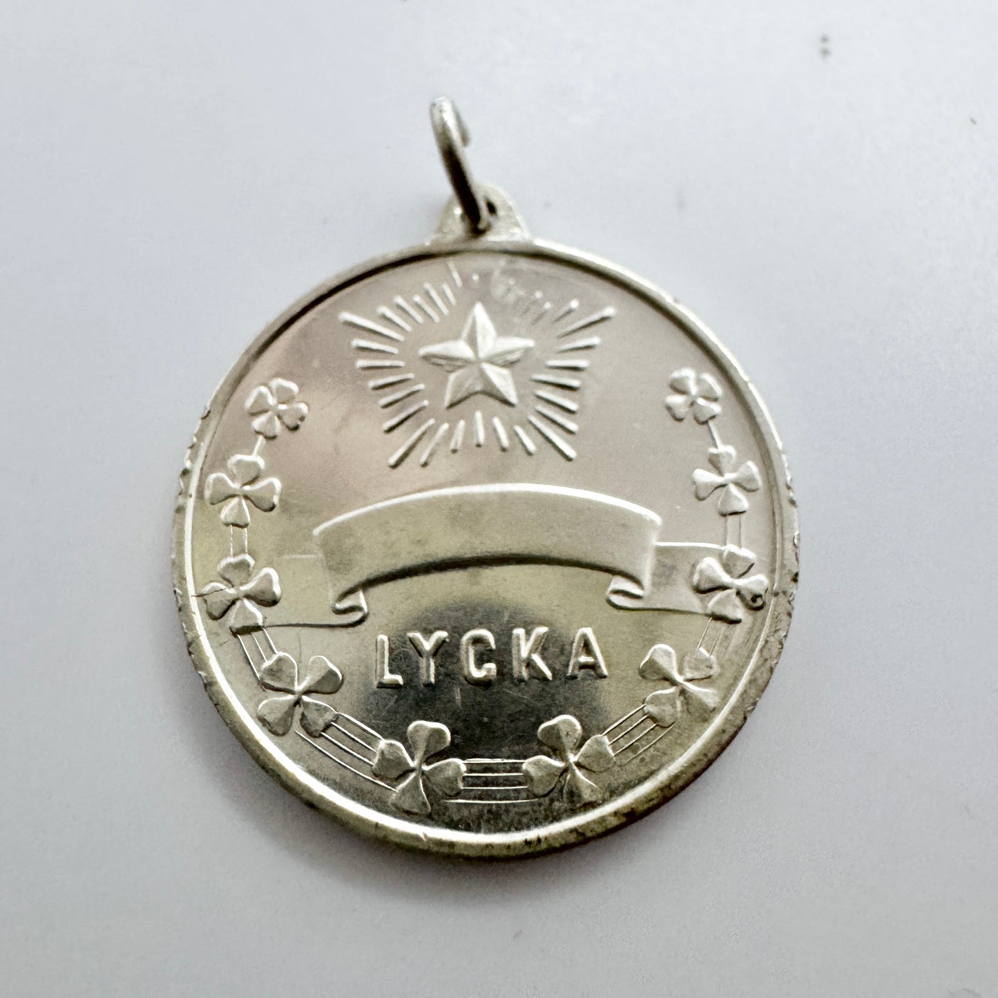 Sporrong, Sweden 1985. Vintage Sterling Silver Four-leaf Clover Luck Pendant