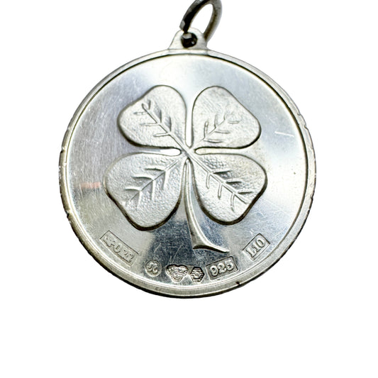 Sporrong, Sweden 1985. Vintage Sterling Silver Four-leaf Clover Luck Pendant