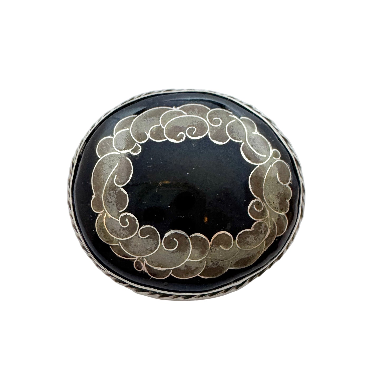 Hugo Lundstedt, Sweden 1921. Antique Arts & Crafts Silver Enamel Brooch