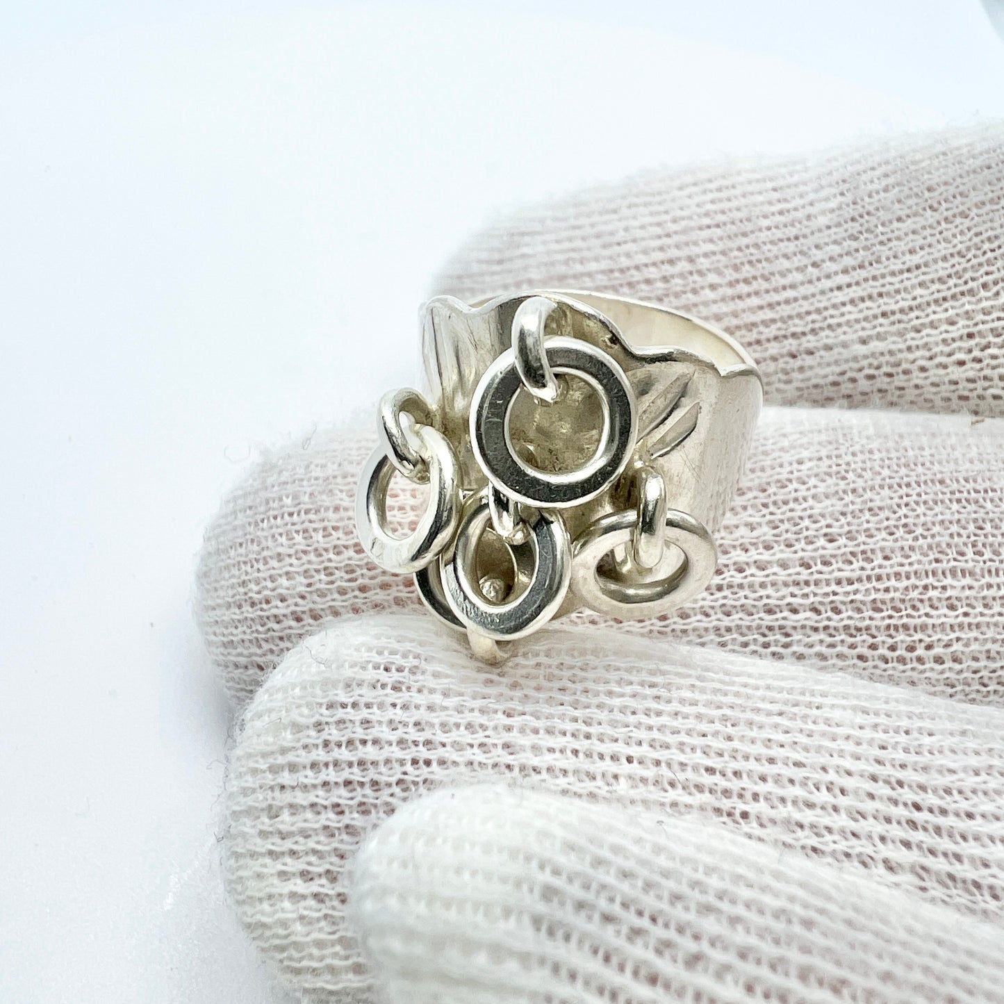 Juhls Kautokeino, Norway. Vintage Sterling Silver Traditional Sami Laplander Ring.