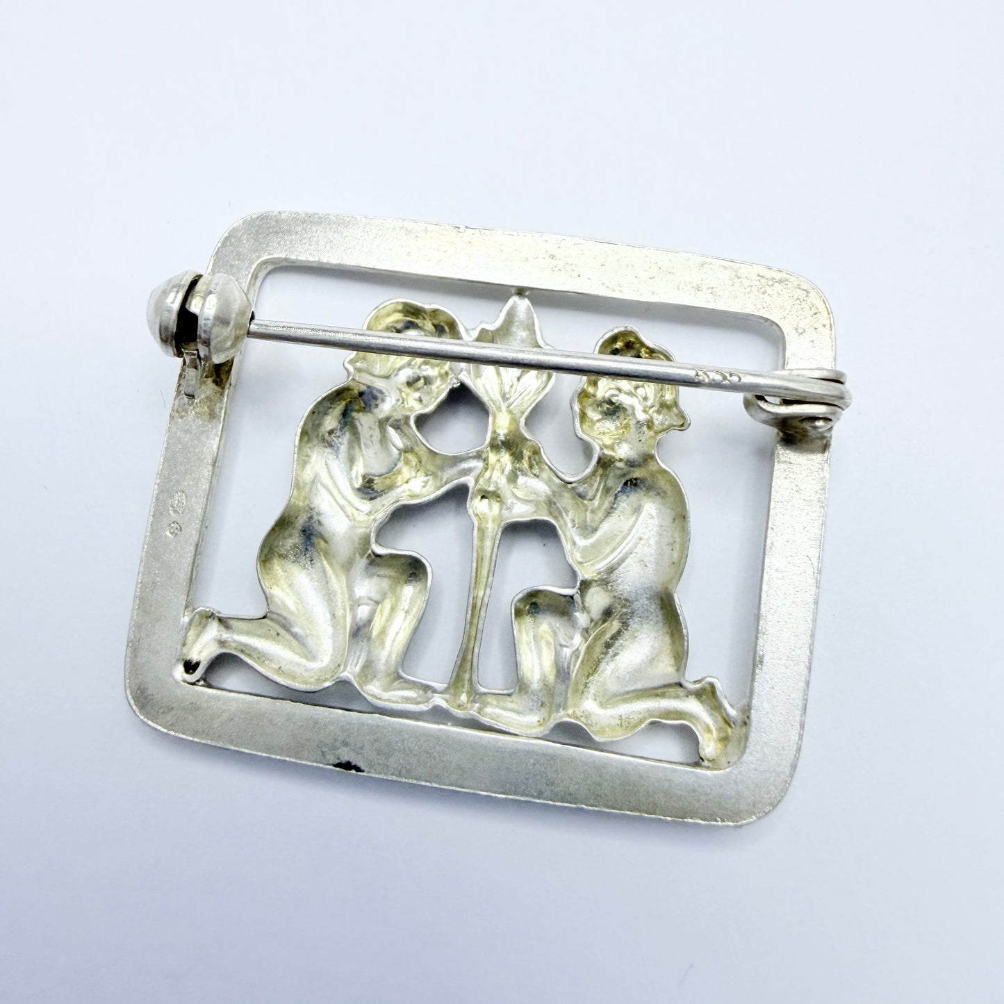 Vintage c 1950-60s. Solid Silver Gemini Zodiac Brooch.